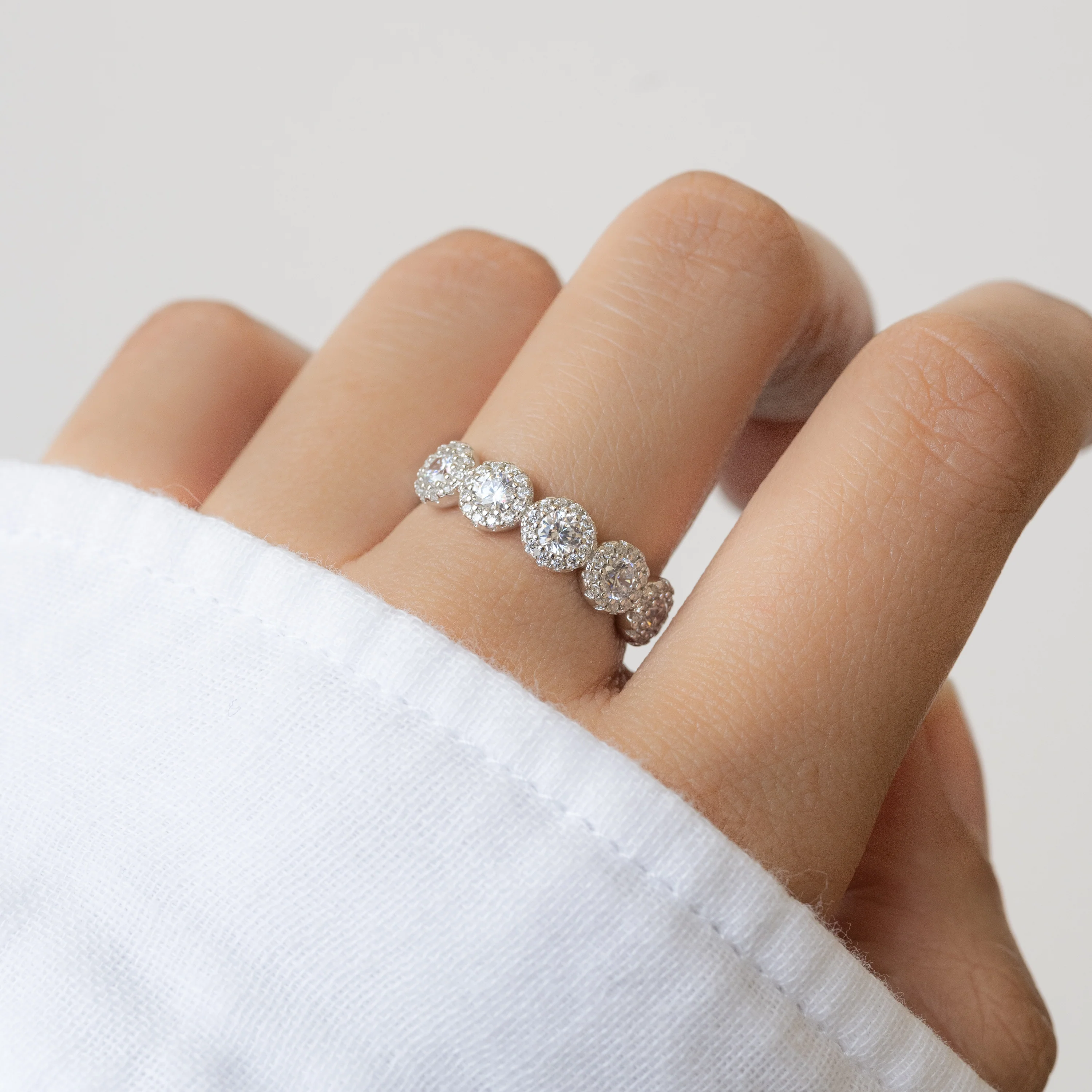 5 Stone Halo Ring - Image 4