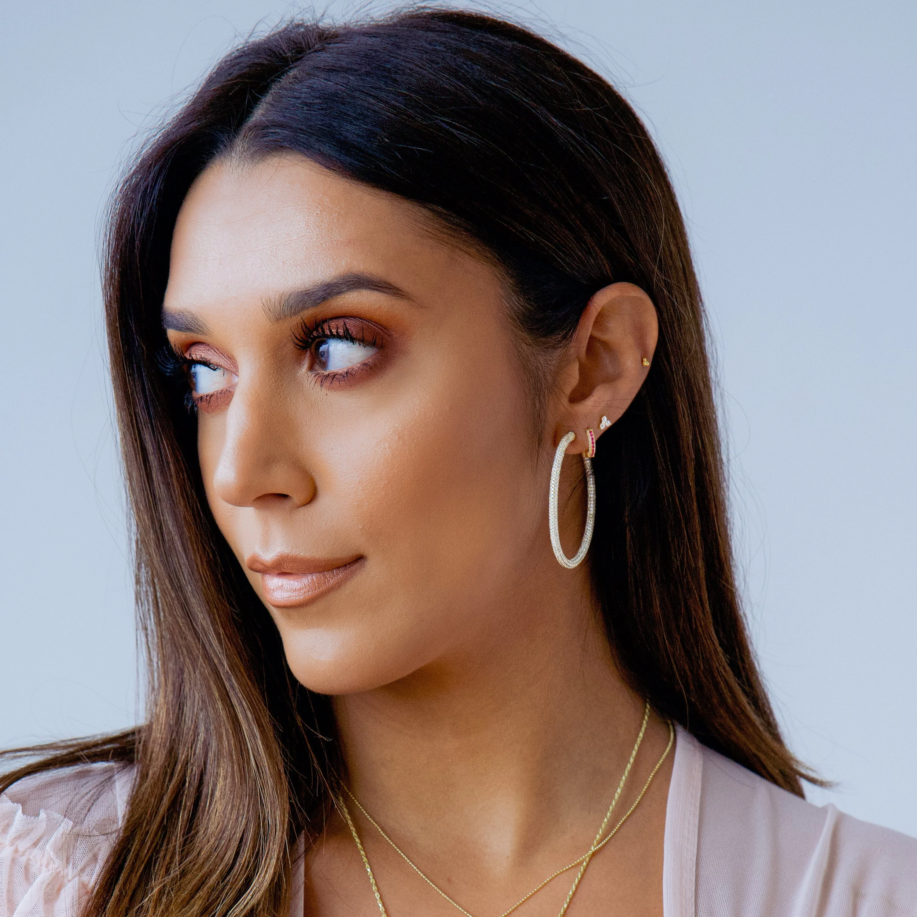 50mm Pavé Hoop Earrings - Image 3