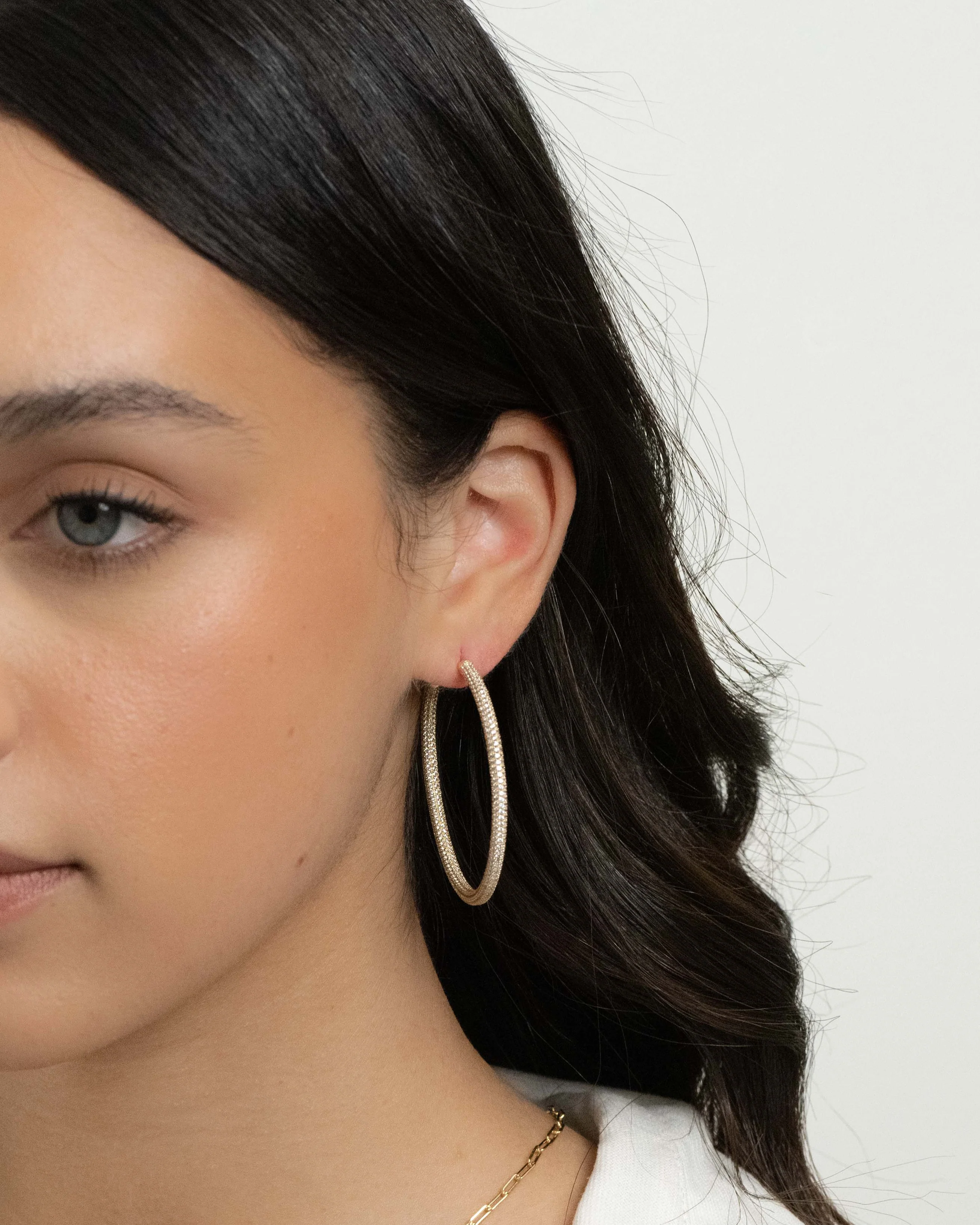 50mm Pavé Hoop Earrings - Image 4