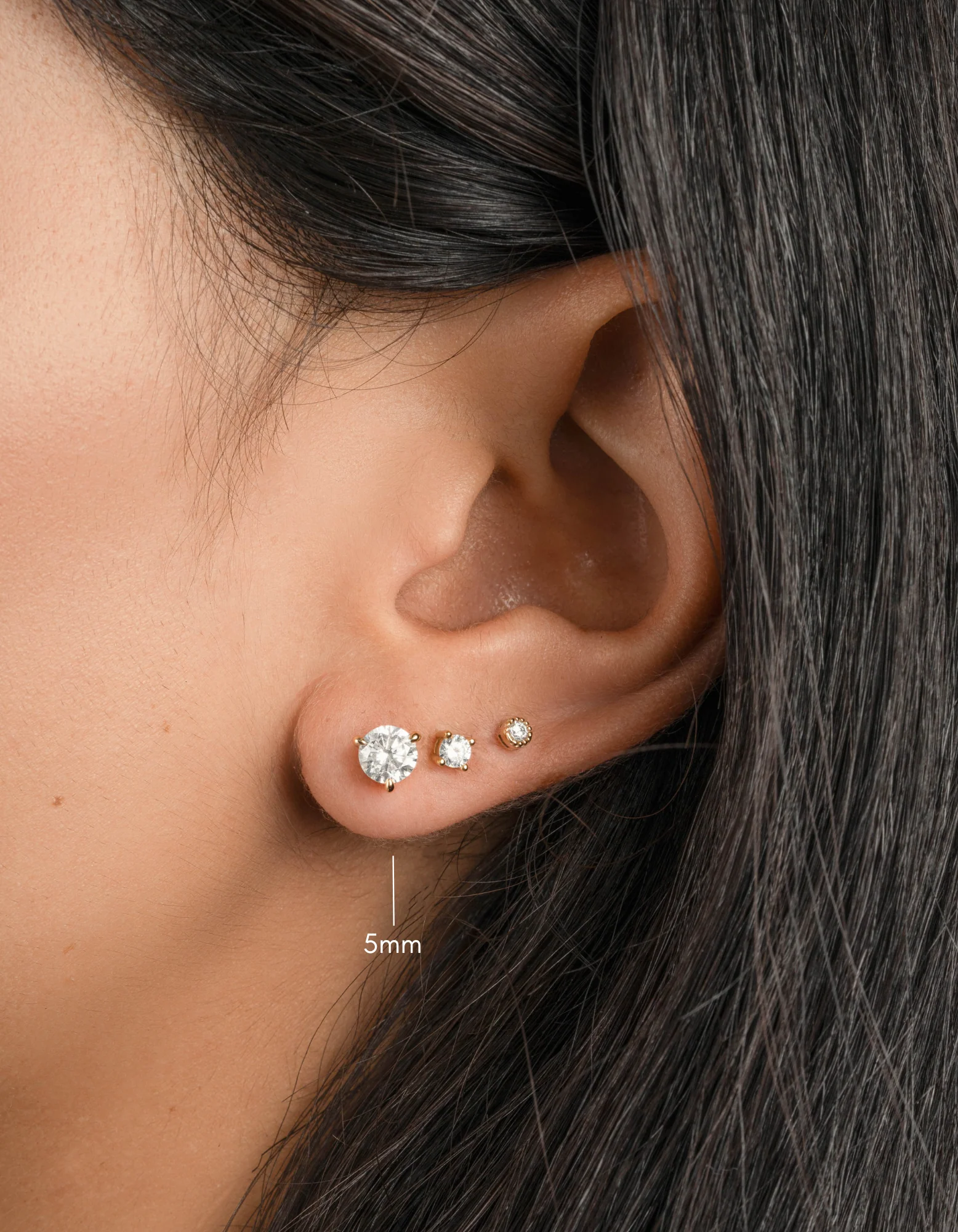 5mm Round Solitaire Stud Earrings (Multiple Sizes Available) - Image 2