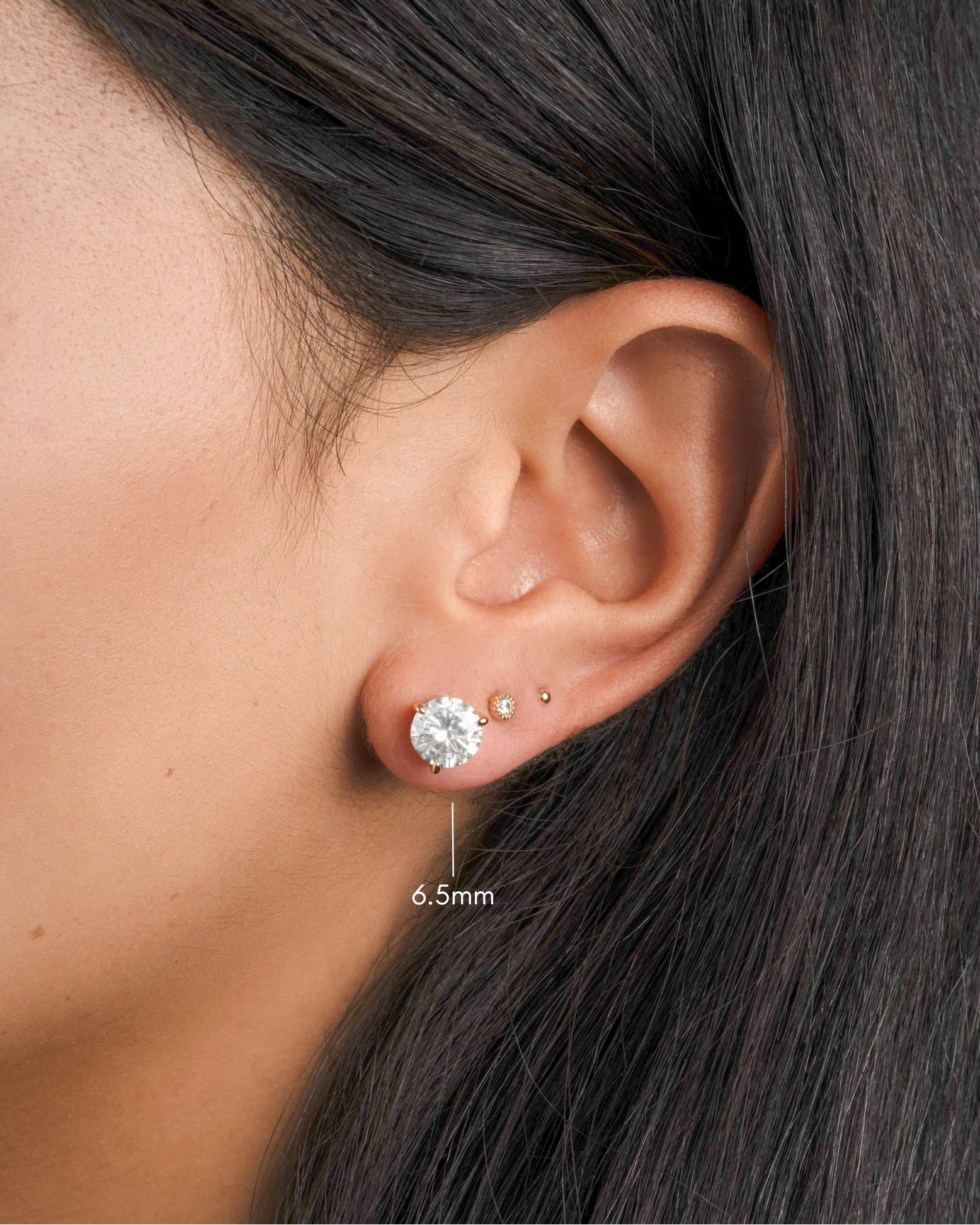6.5mm Round Solitaire Stud Earrings - Image 2