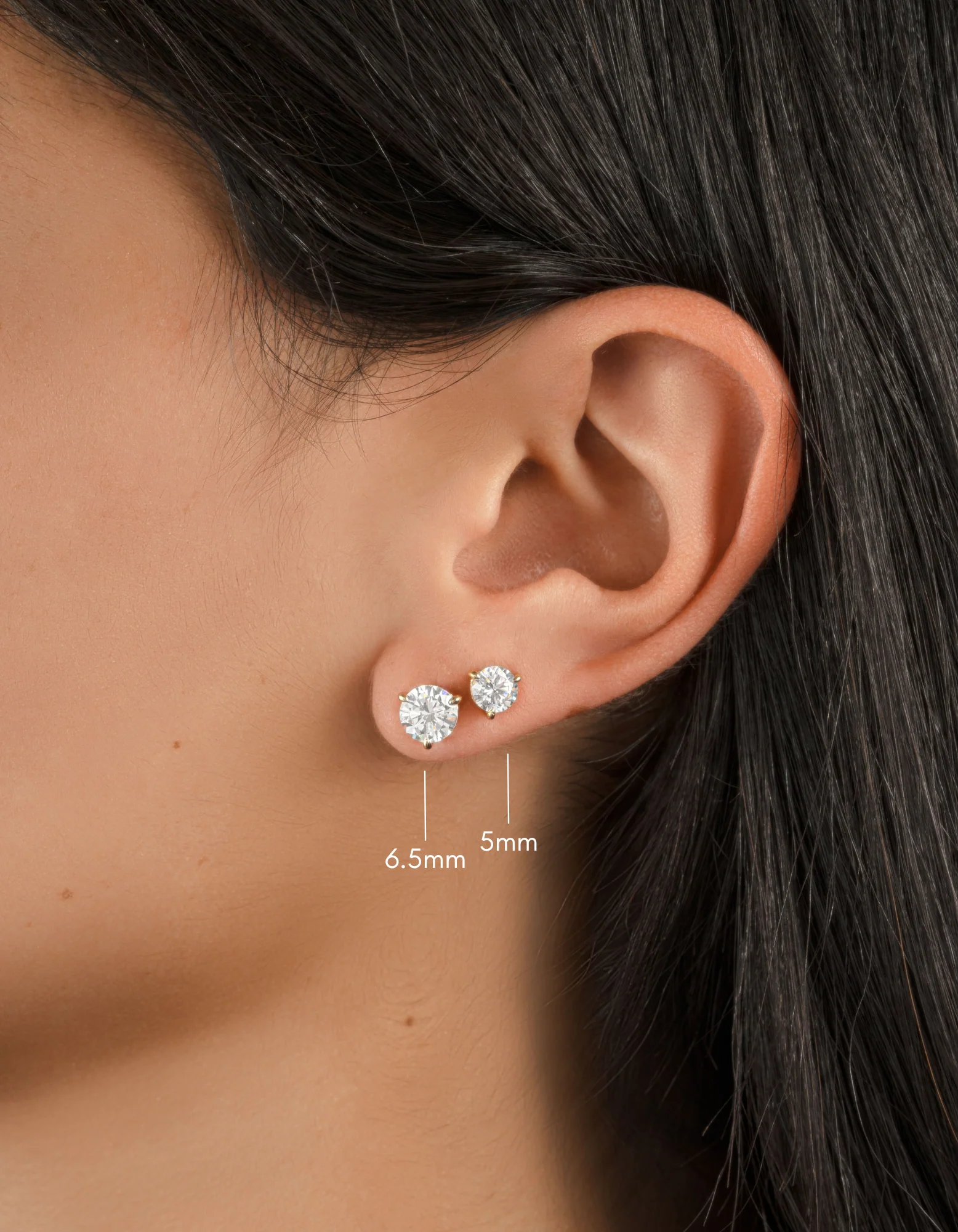 6.5mm Round Solitaire Stud Earrings - Image 4