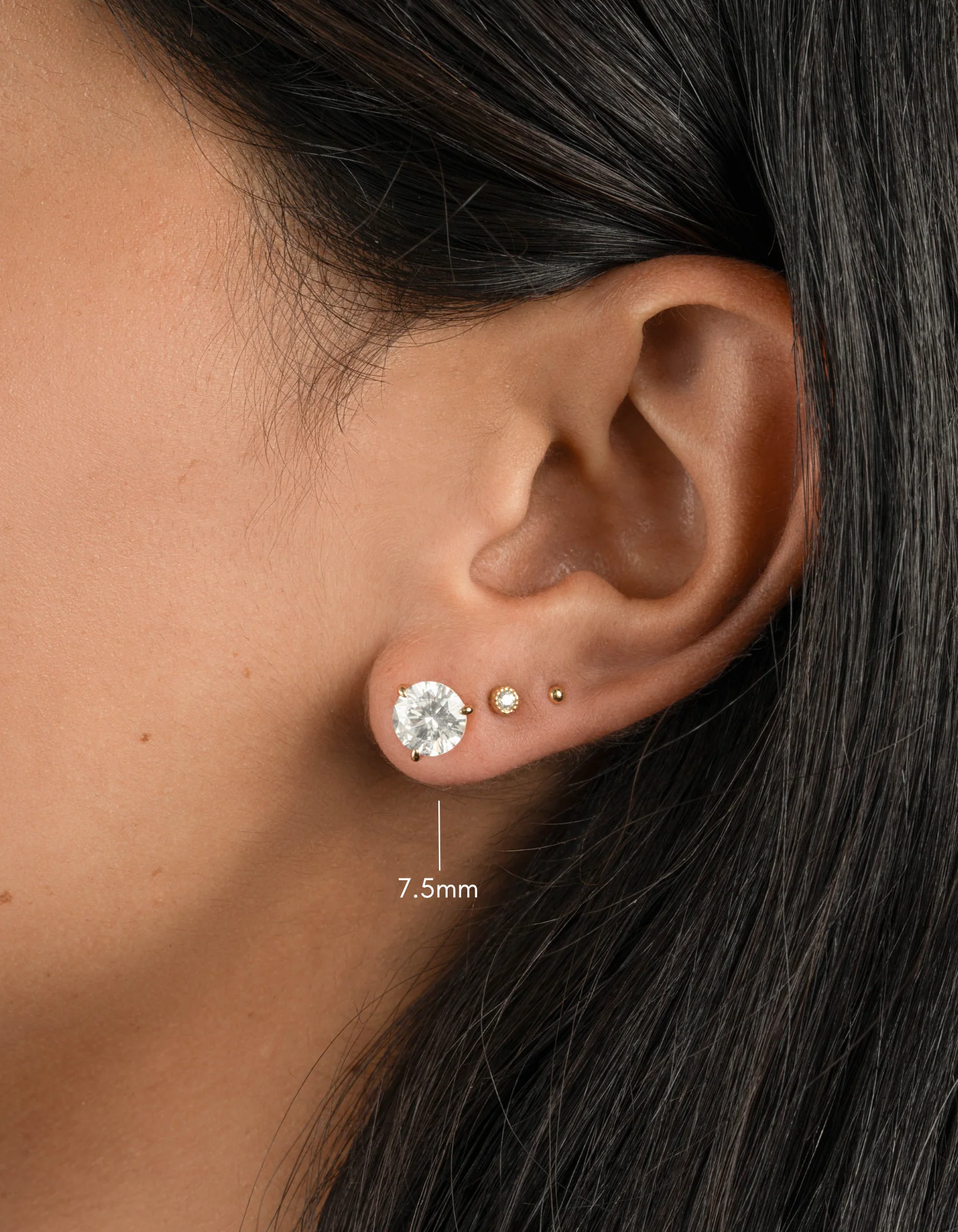 7.5mm Round Solitaire Stud Earrings - Image 2