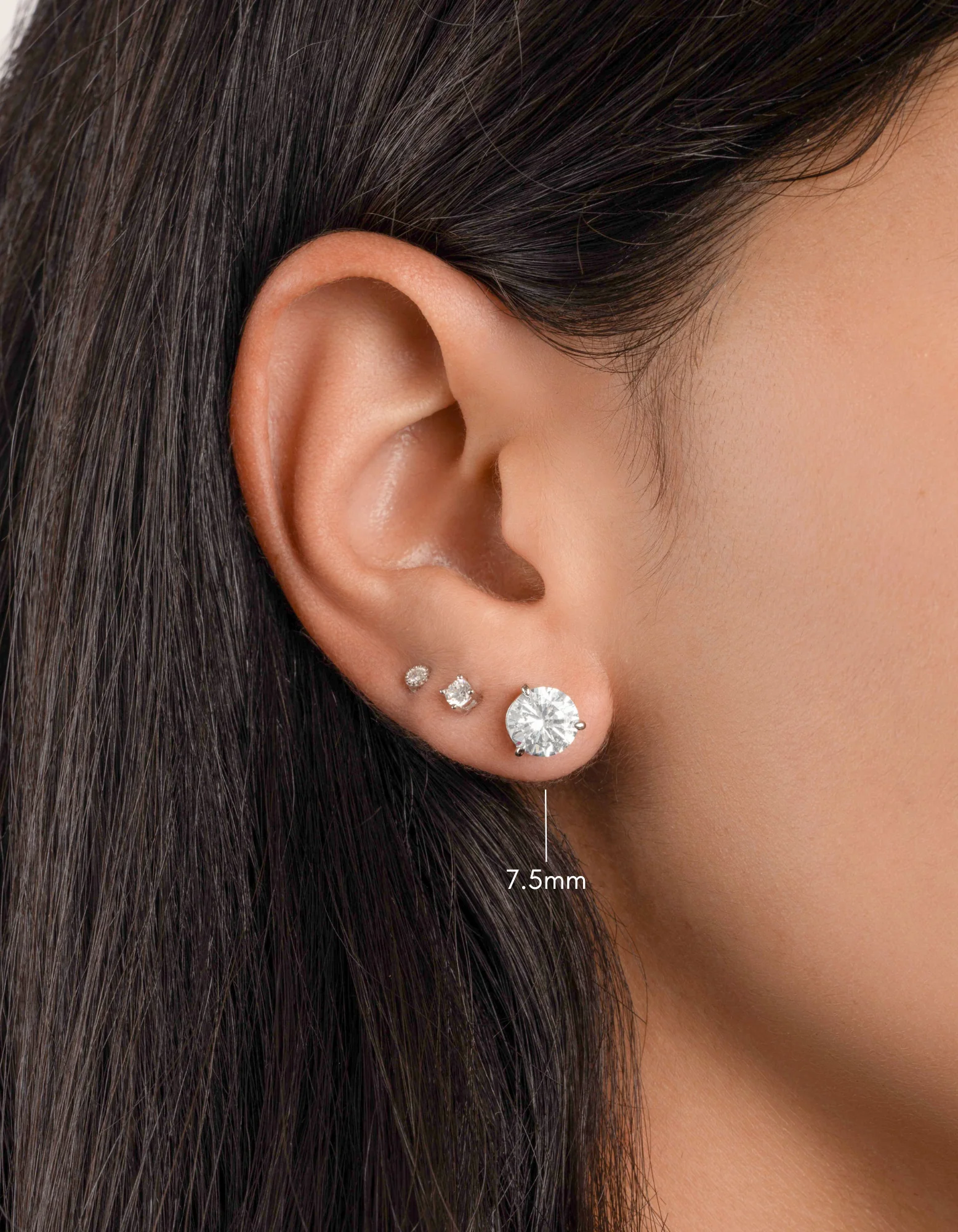 7.5mm Round Solitaire Stud Earrings - Image 6