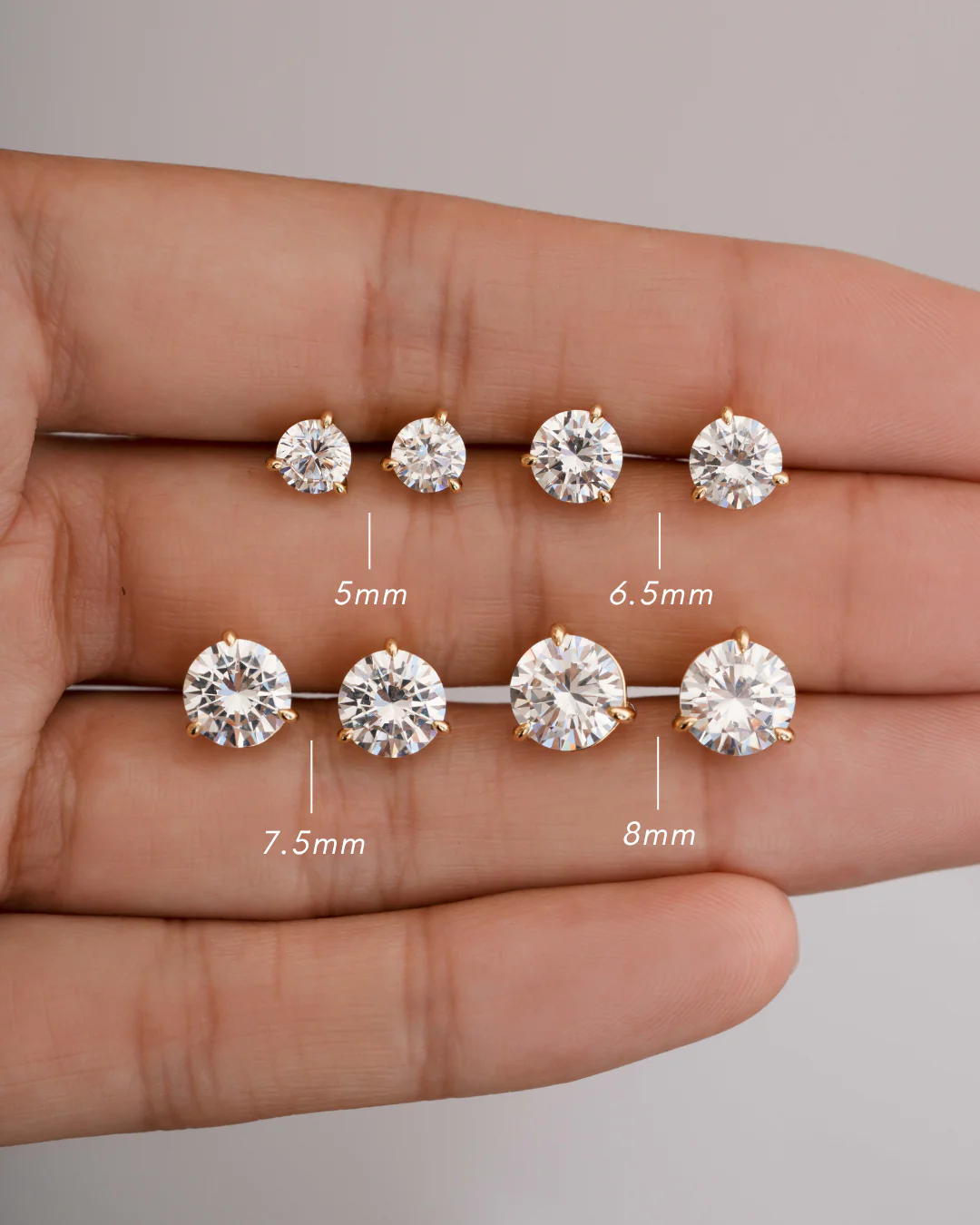 8mm Round Solitaire Stud Earrings - Image 3