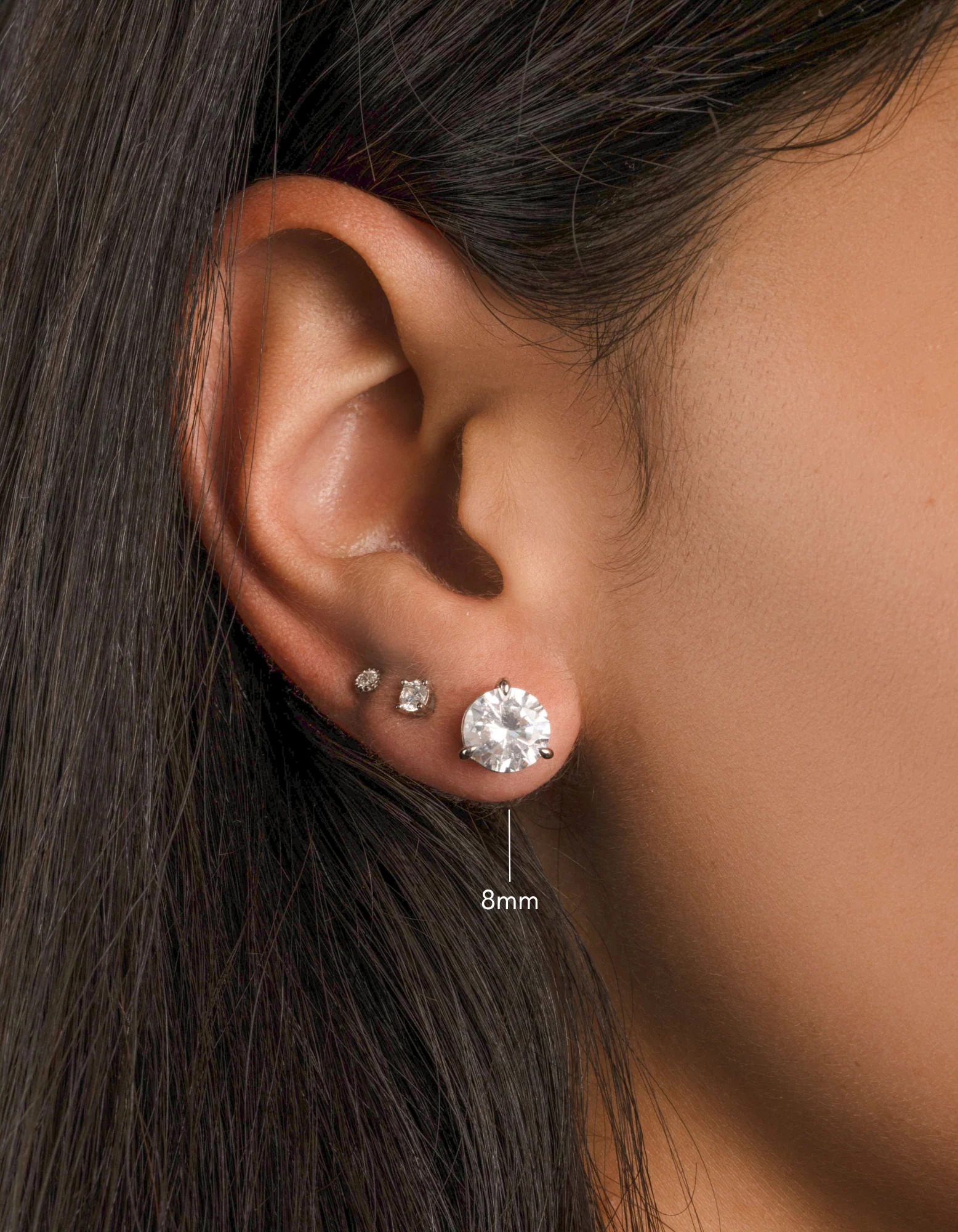 8mm Round Solitaire Stud Earrings - Image 6