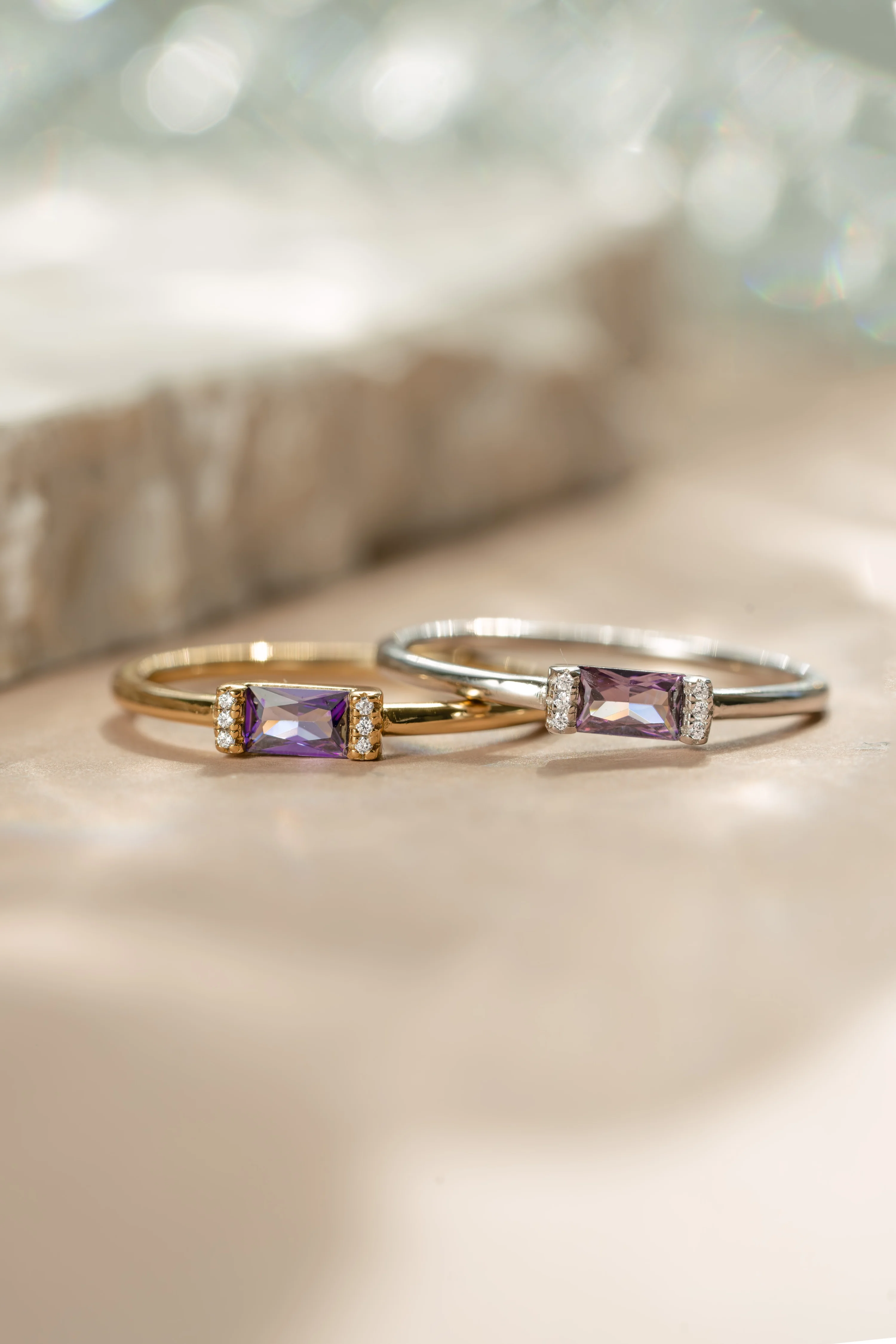 Amethyst Simple Baguette Ring - Image 3
