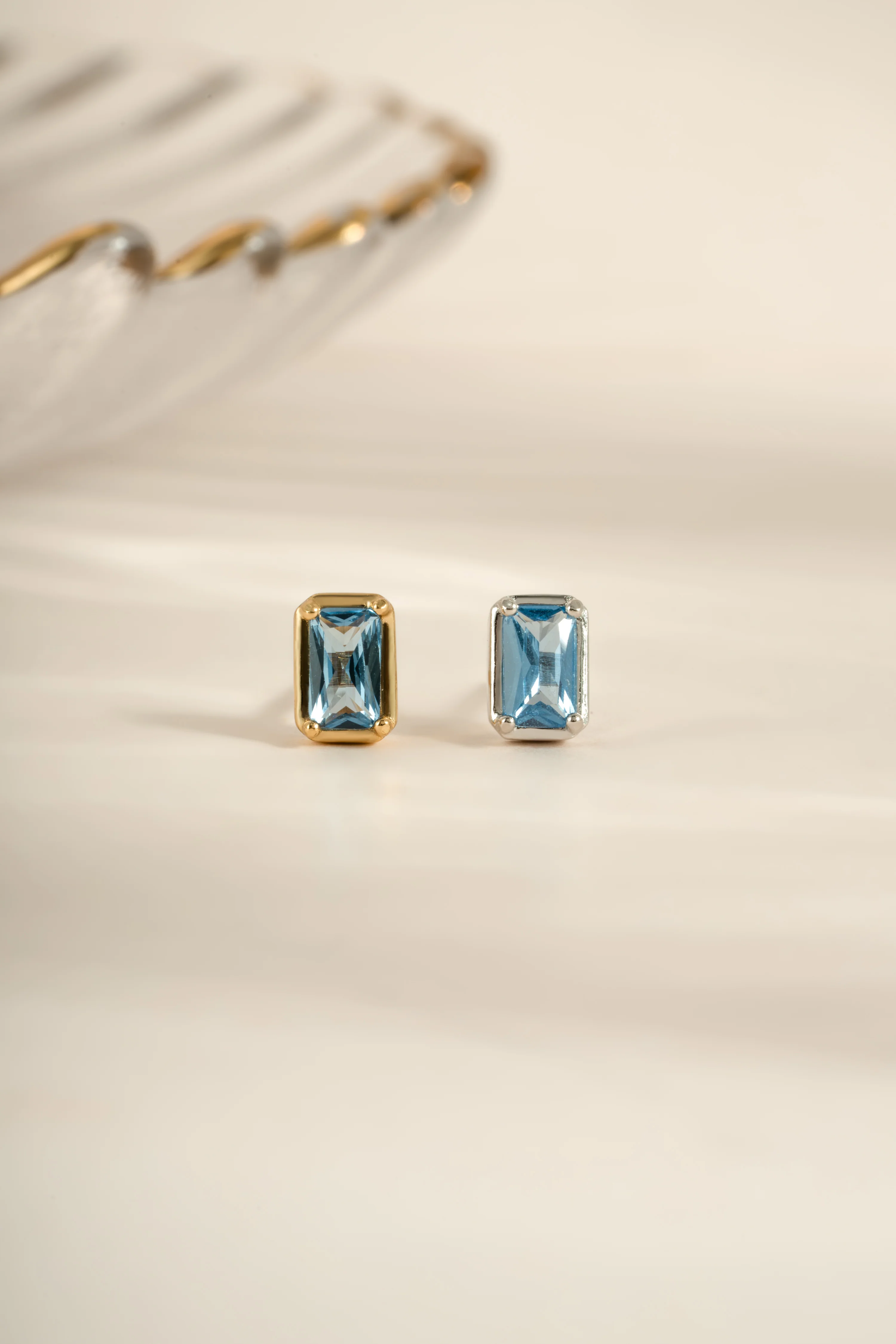 Aquamarine Baguette Studs - Image 3