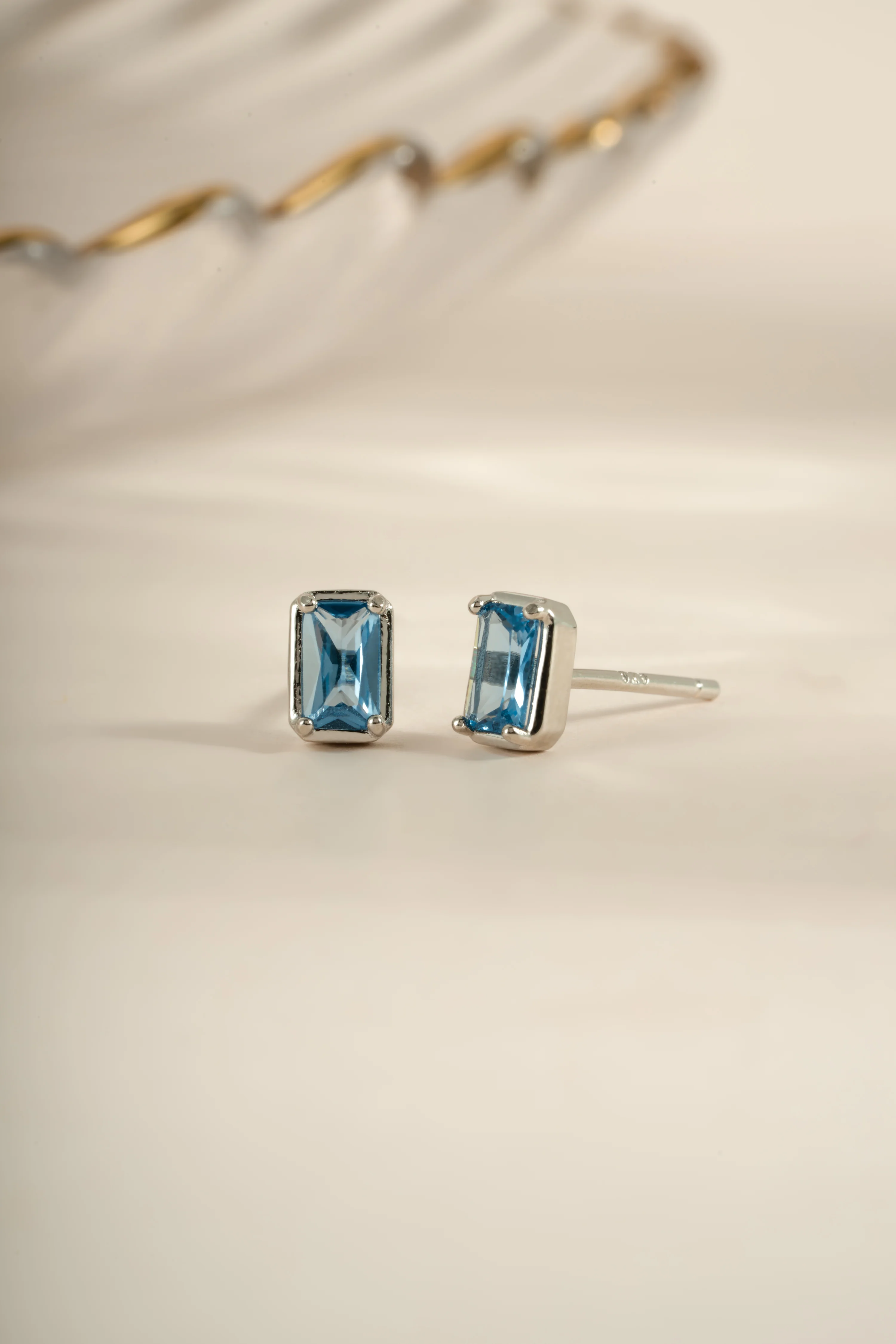 Aquamarine Baguette Studs - Image 5