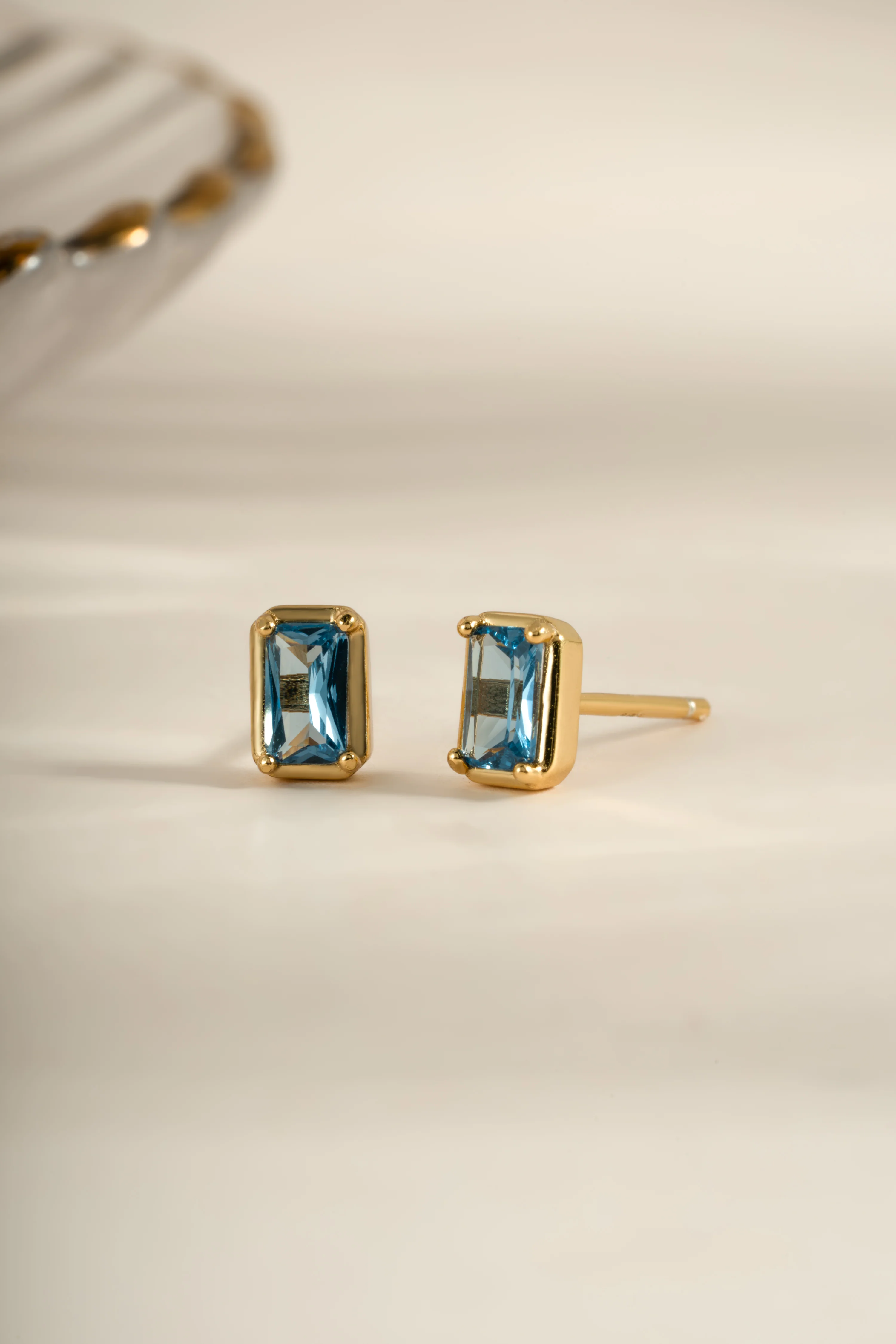 Aquamarine Baguette Studs - Image 7