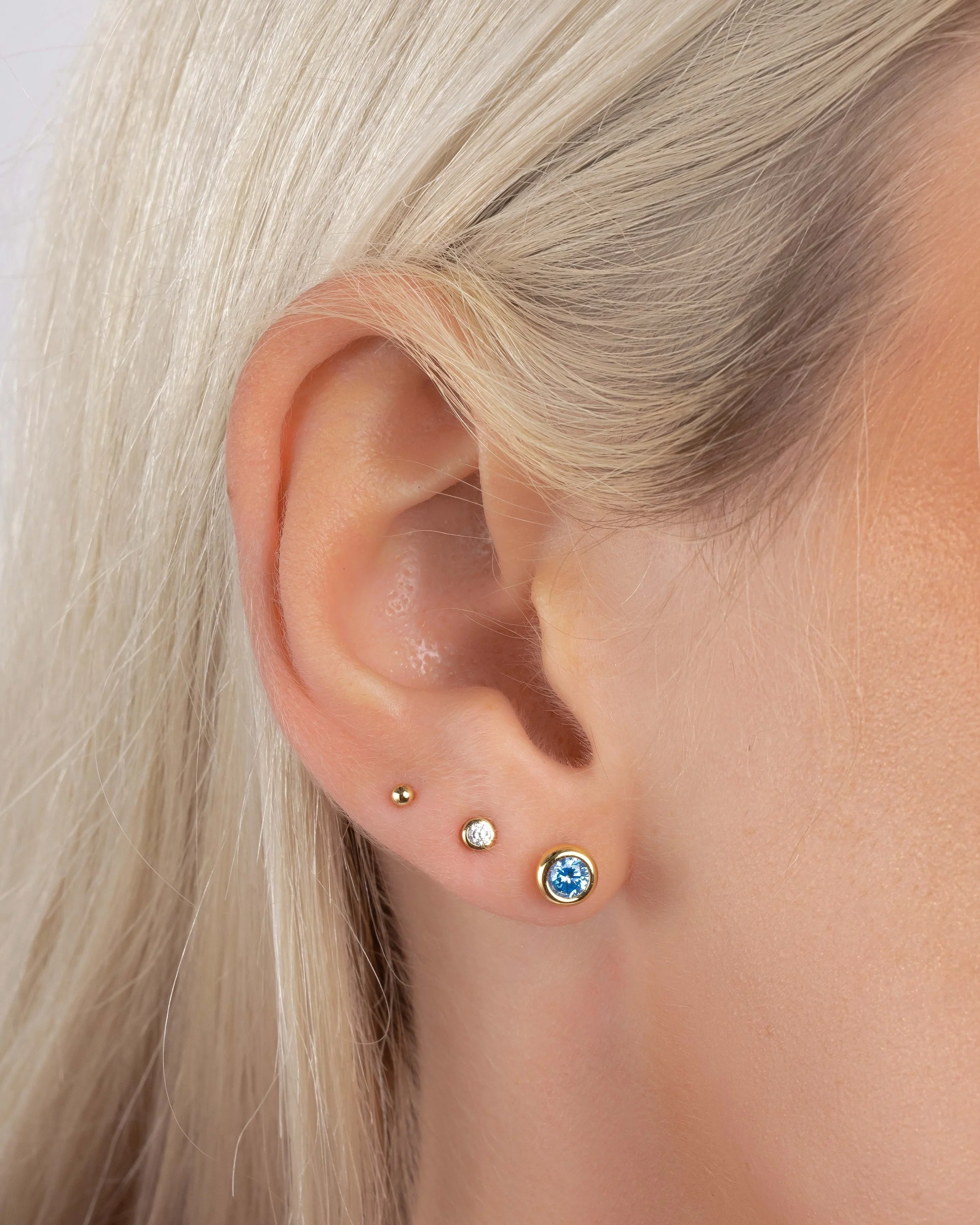 Aquamarine Bezel Dome Studs - Image 2