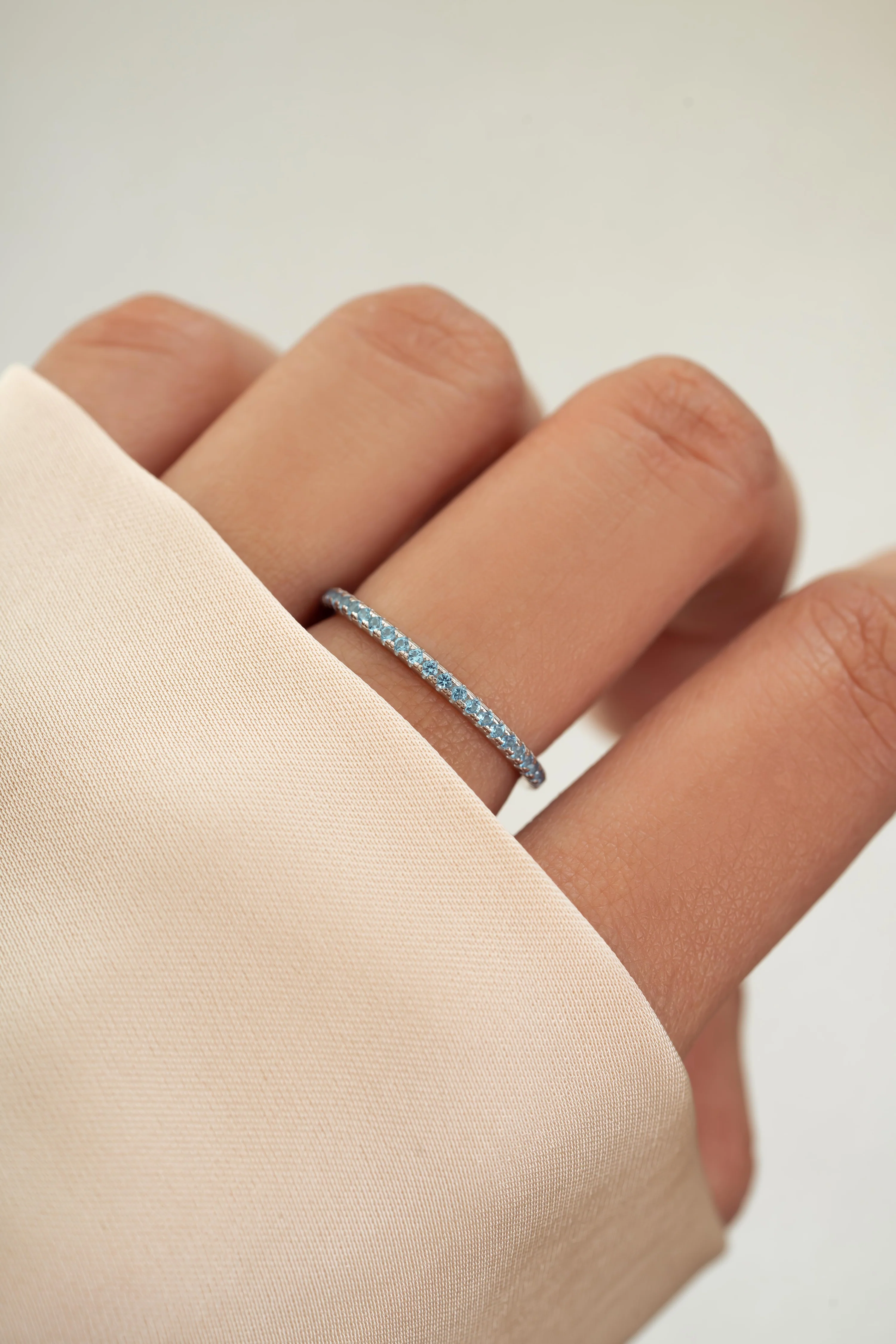 Aquamarine Birthstone Eternity Ring - Image 4