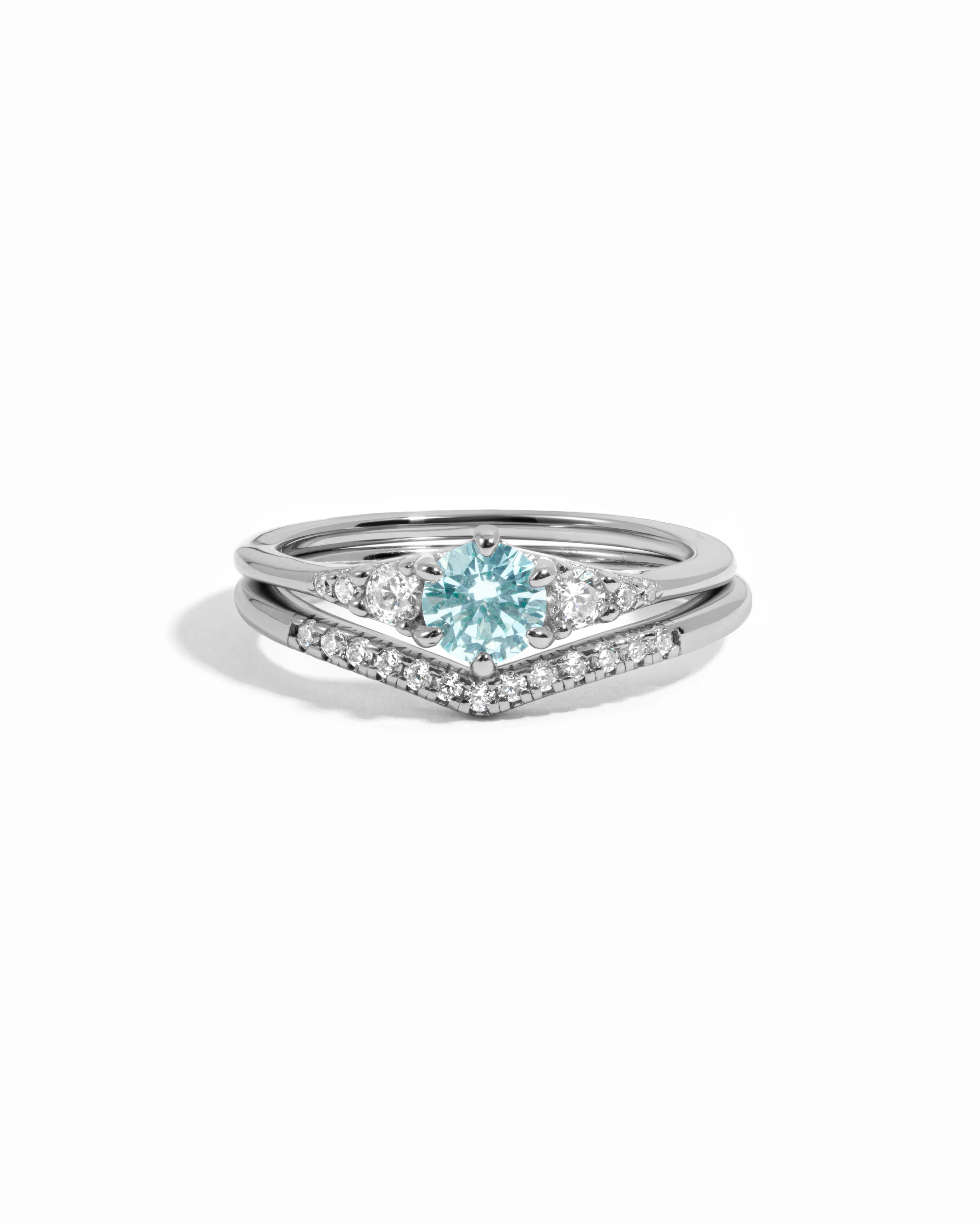 Aquamarine Chevron Ring Set - Image 10