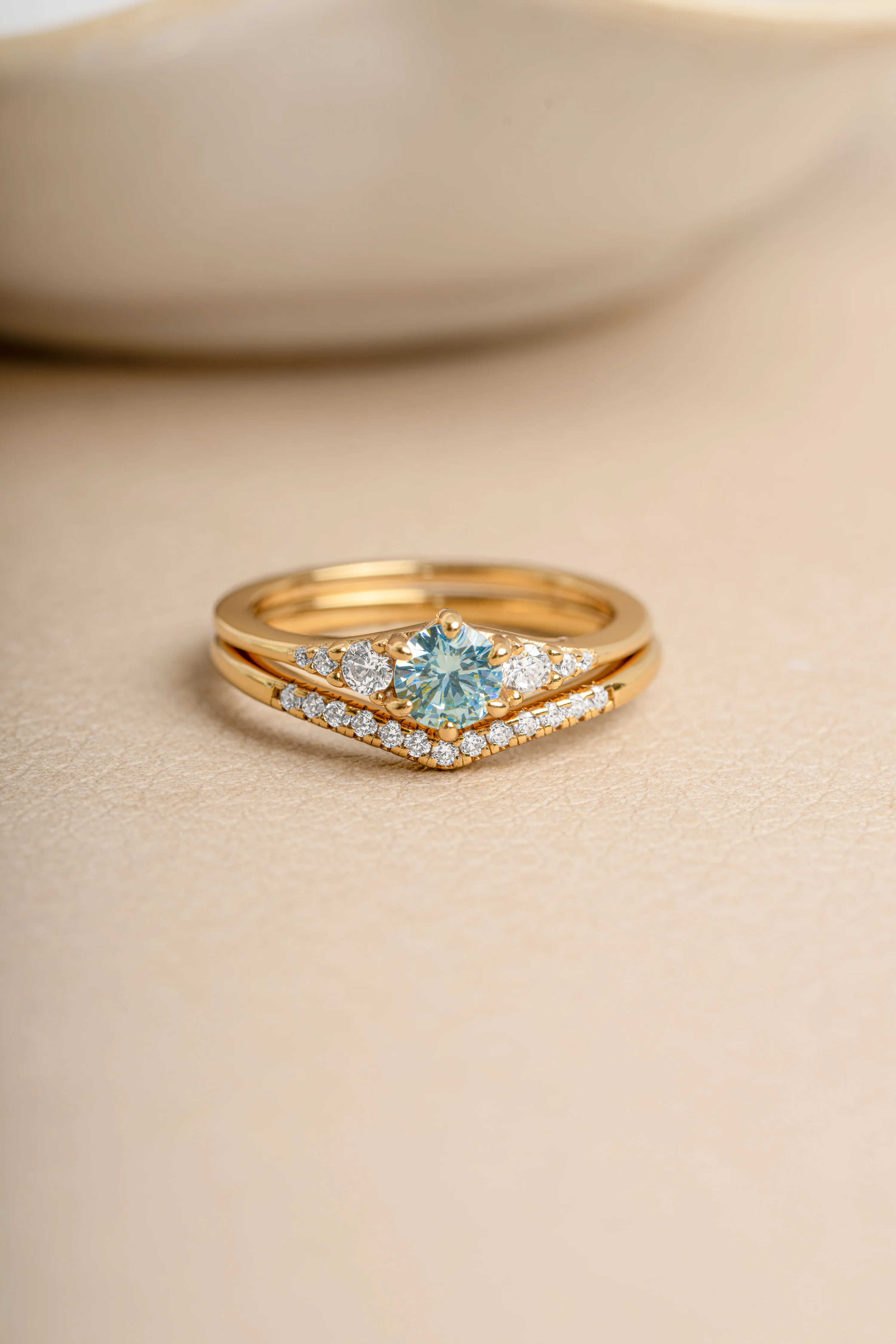 Aquamarine Chevron Ring Set - Image 3