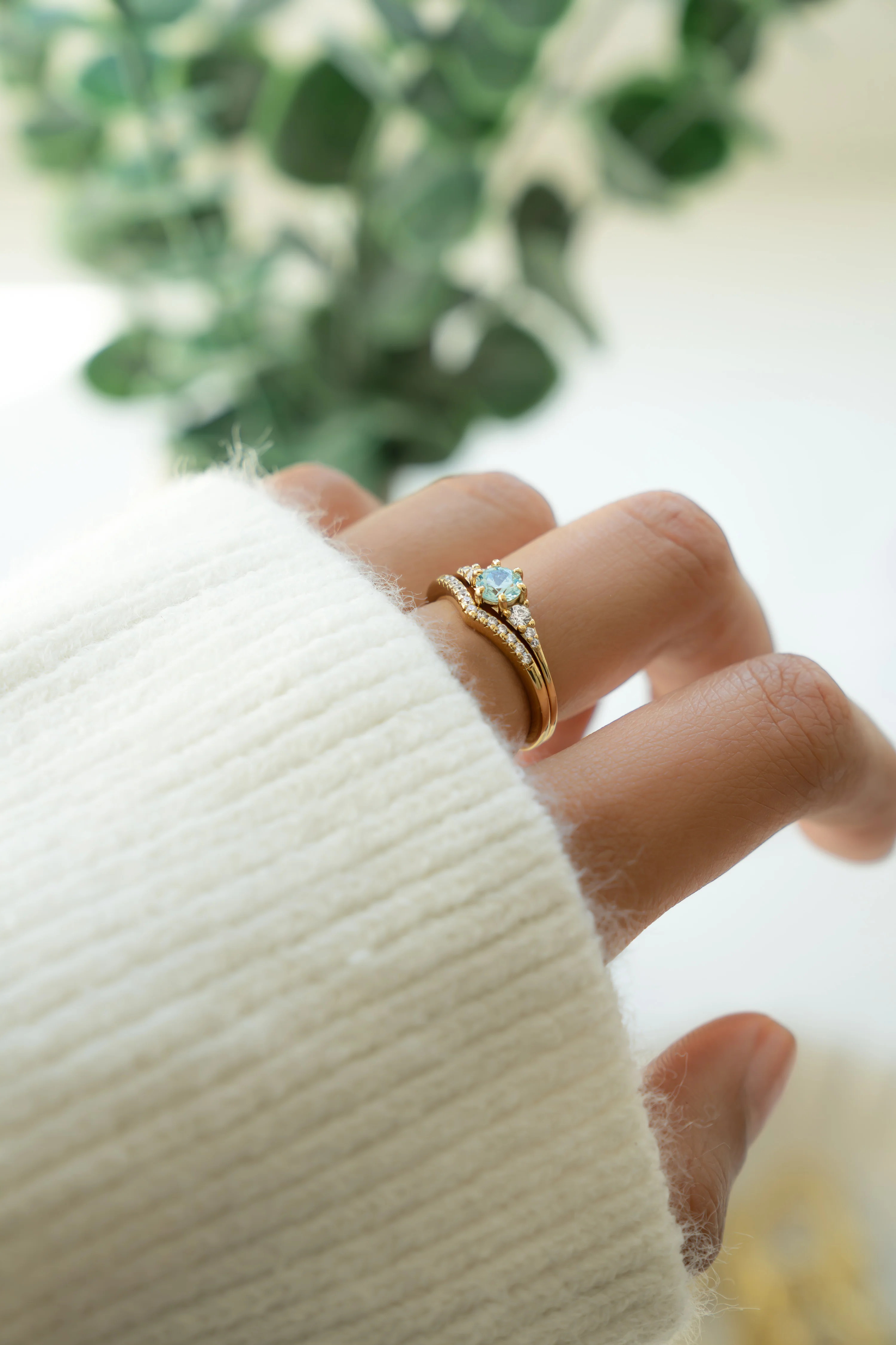 Aquamarine Chevron Ring Set - Image 4