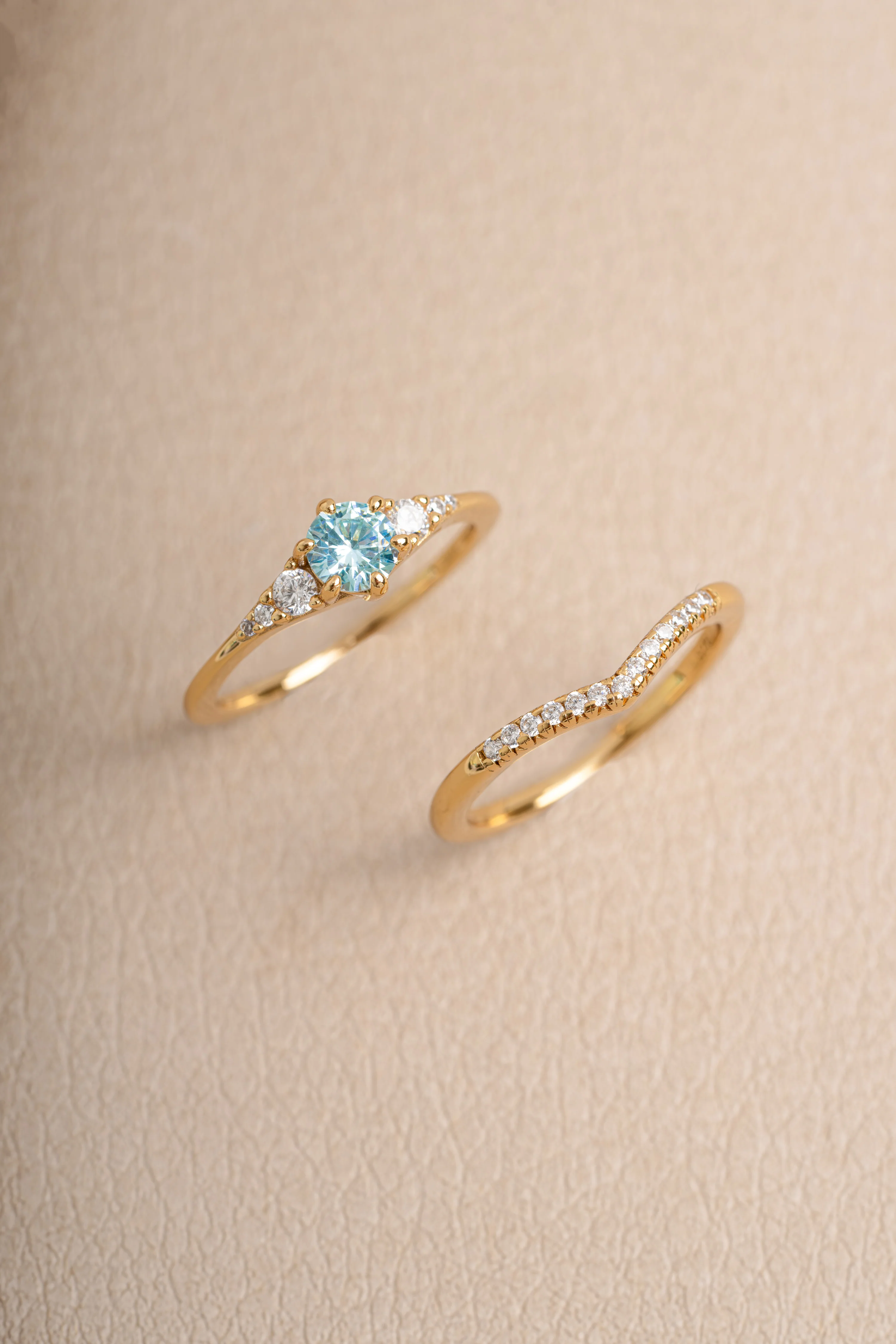 Aquamarine Chevron Ring Set - Image 5