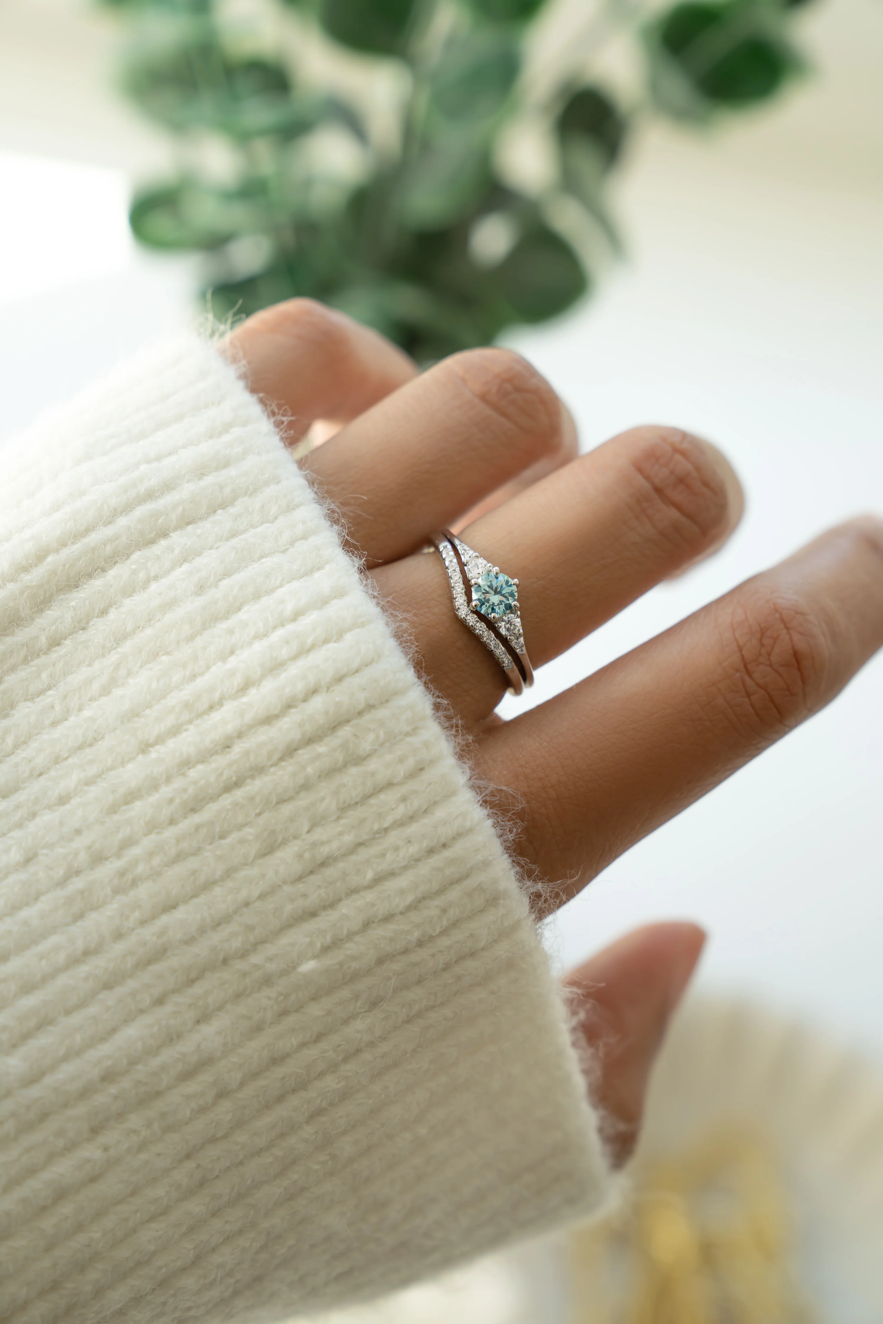 Aquamarine Chevron Ring Set - Image 6