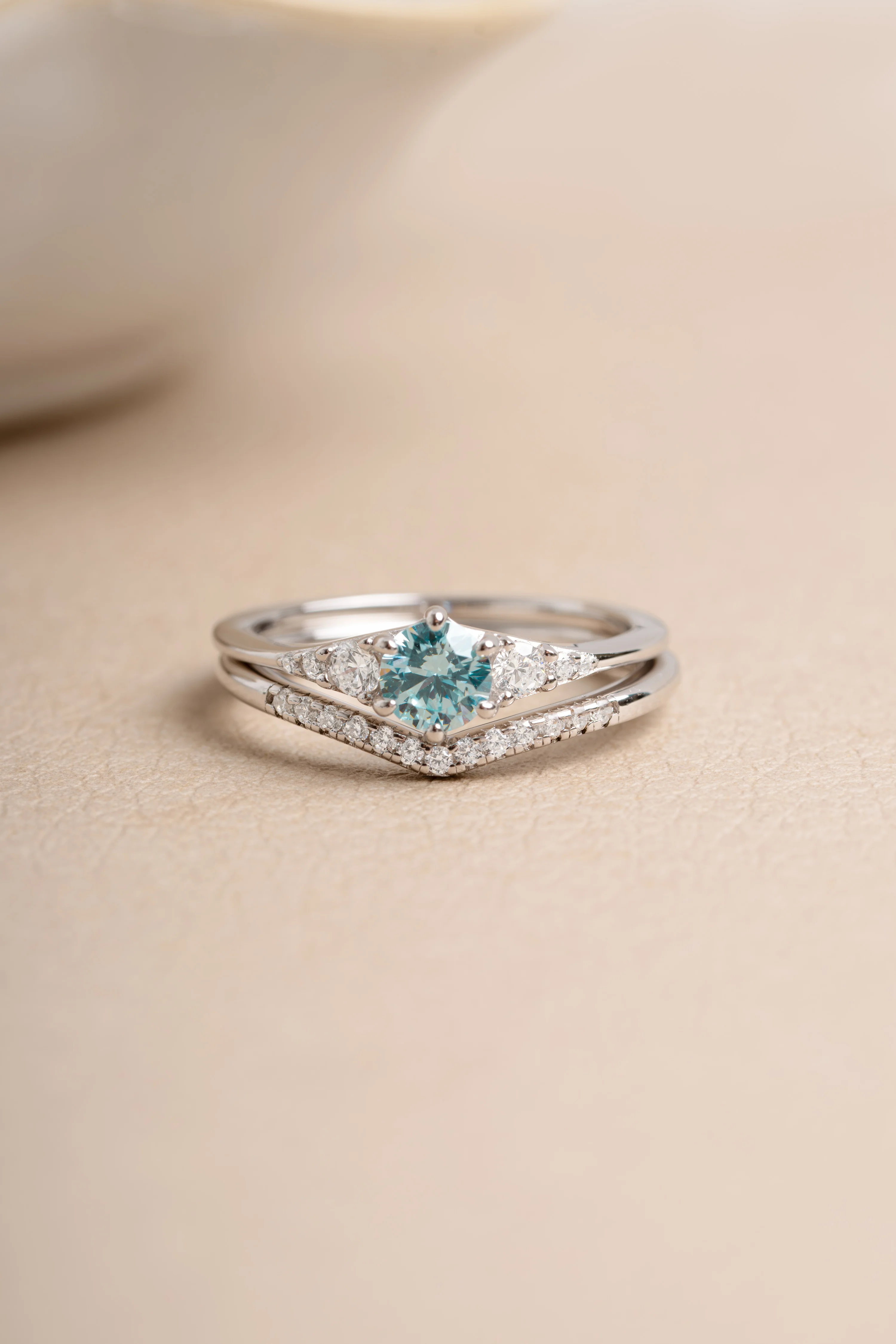 Aquamarine Chevron Ring Set - Image 8