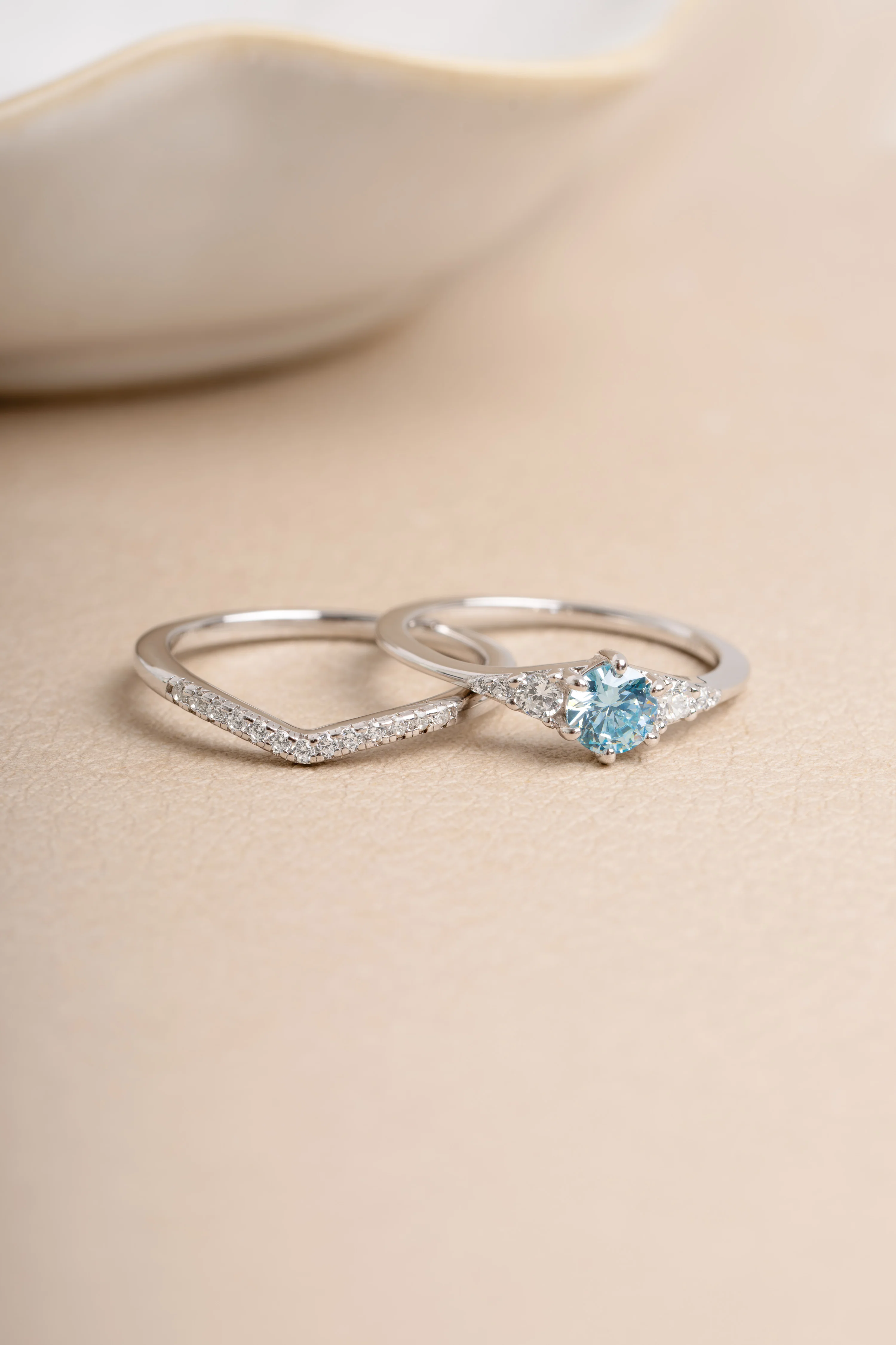 Aquamarine Chevron Ring Set - Image 9