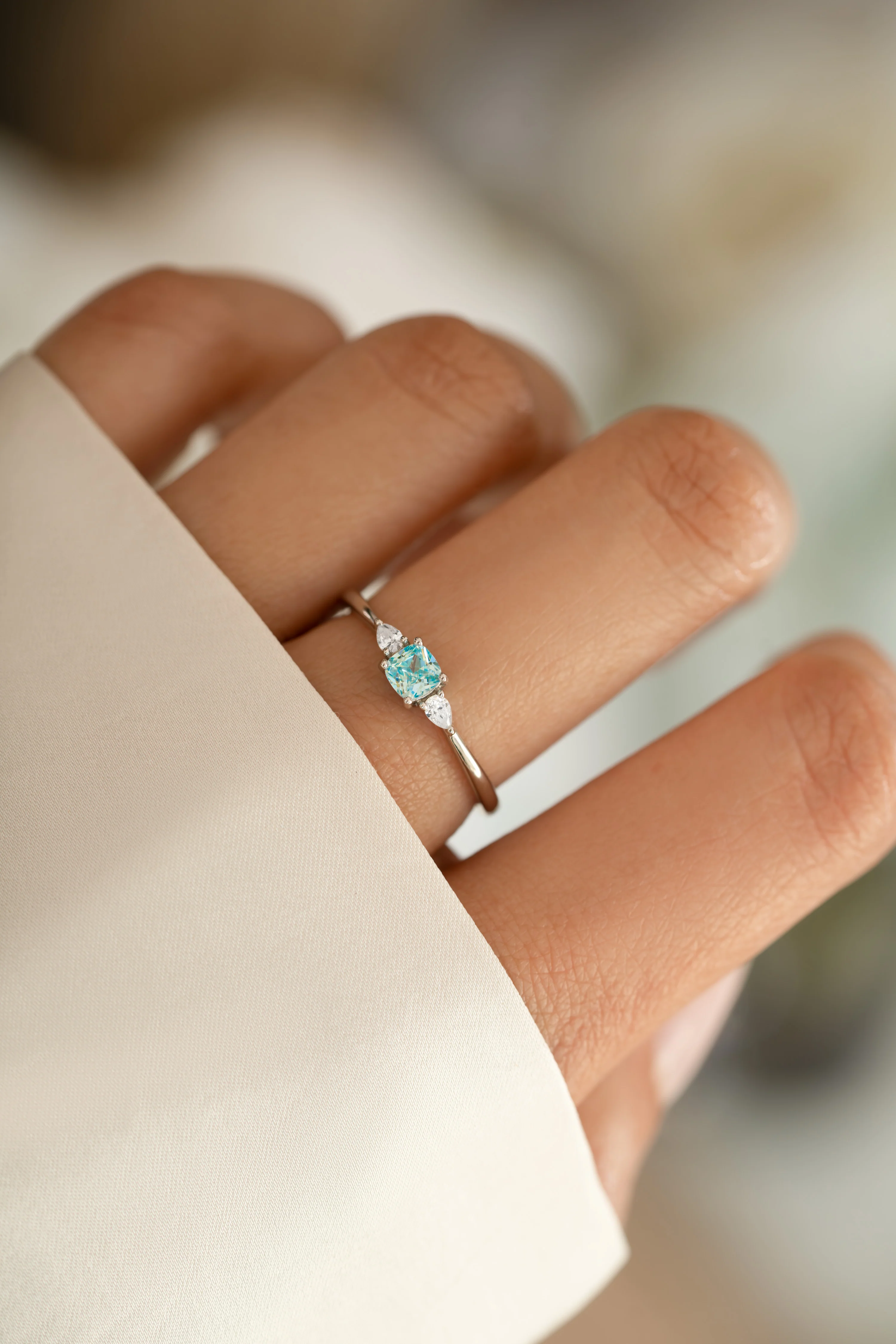 Aquamarine Cushion Ring - Image 4