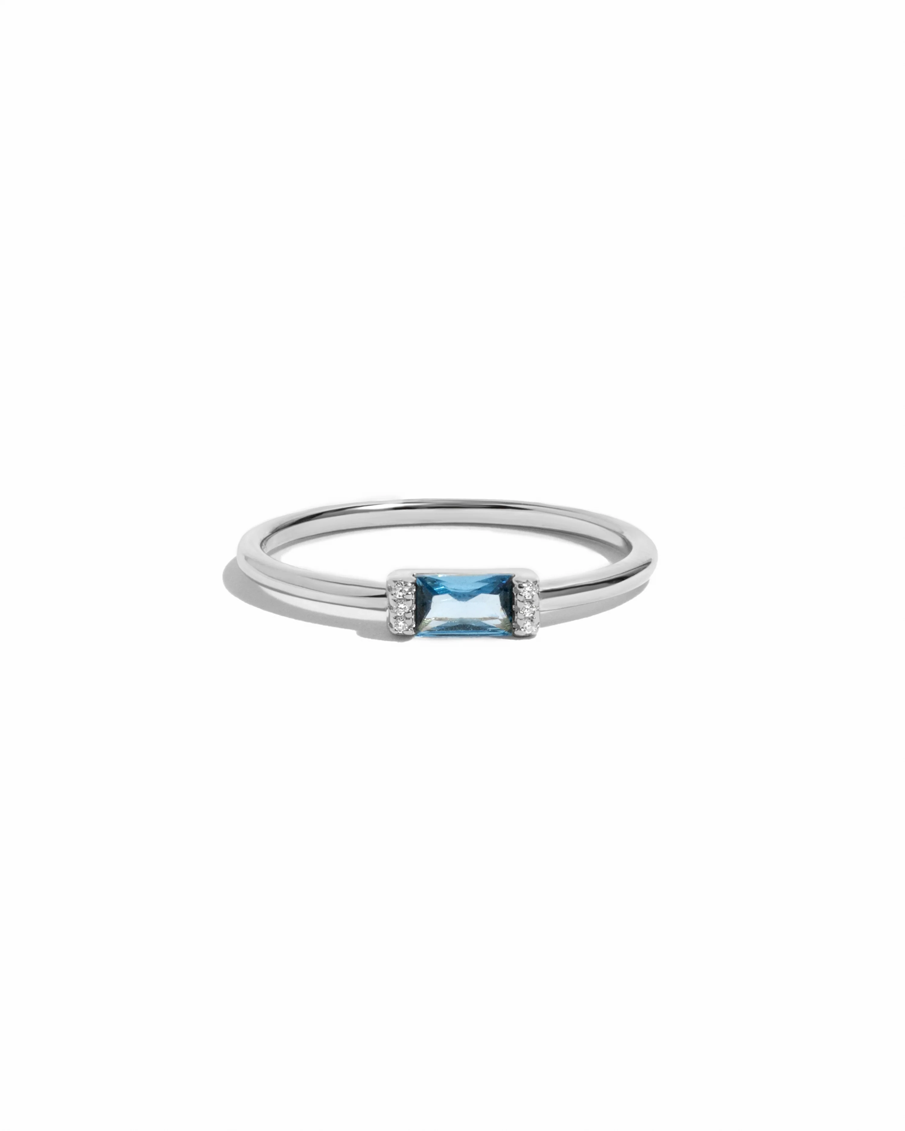 Aquamarine Simple Baguette Ring - Image 10