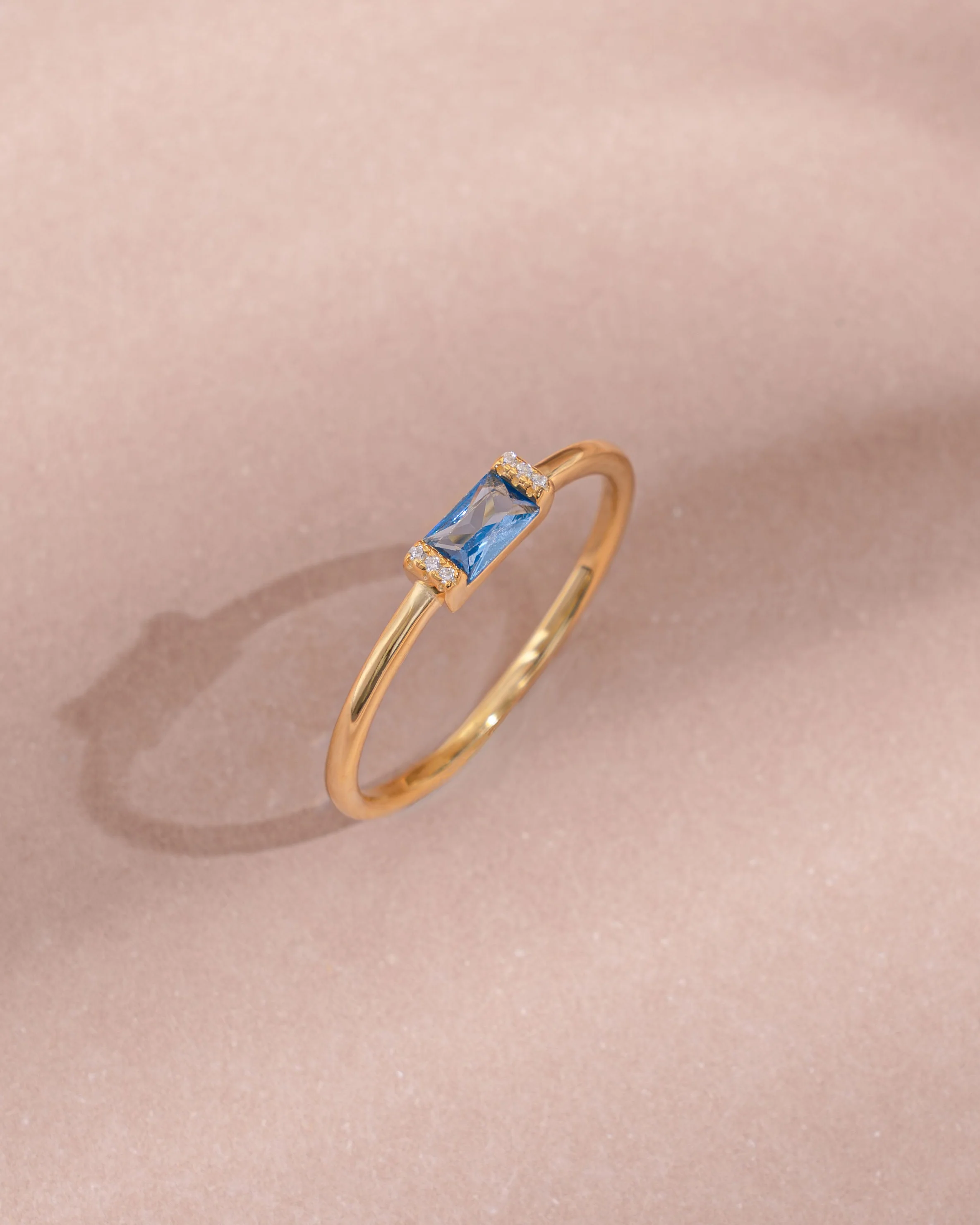 Aquamarine Simple Baguette Ring - Image 6