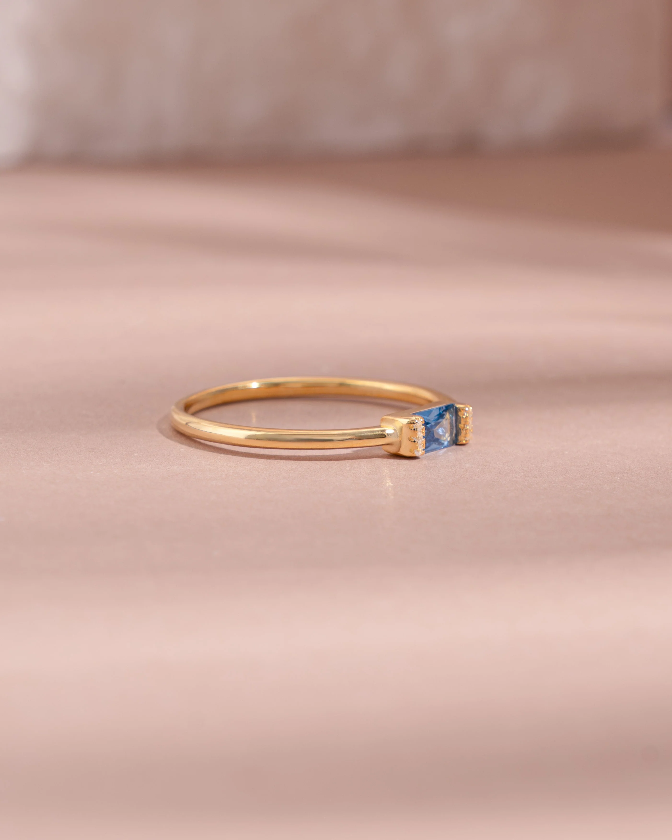 Aquamarine Simple Baguette Ring - Image 6