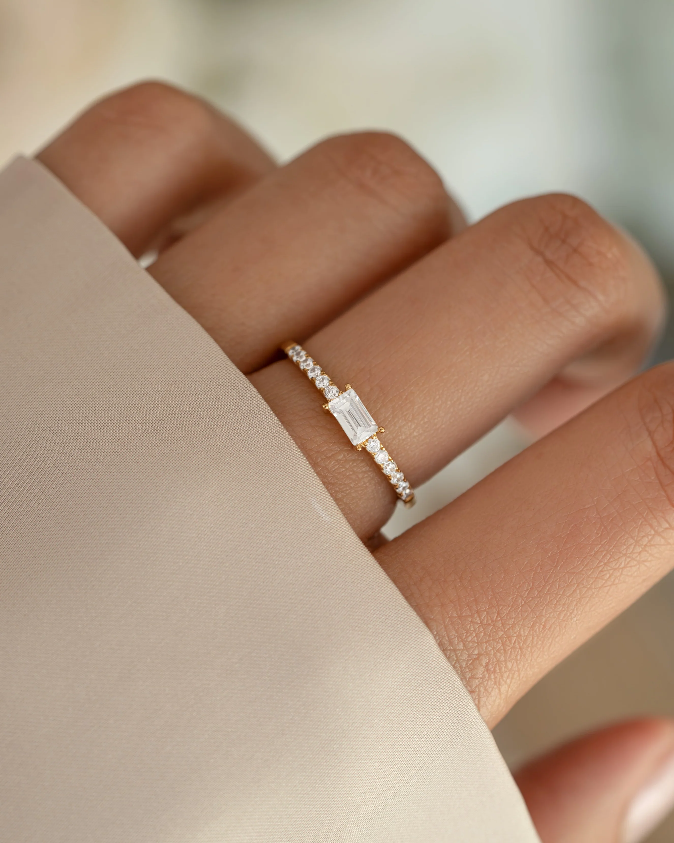 Baguette & CZ Stacking Ring - Image 2