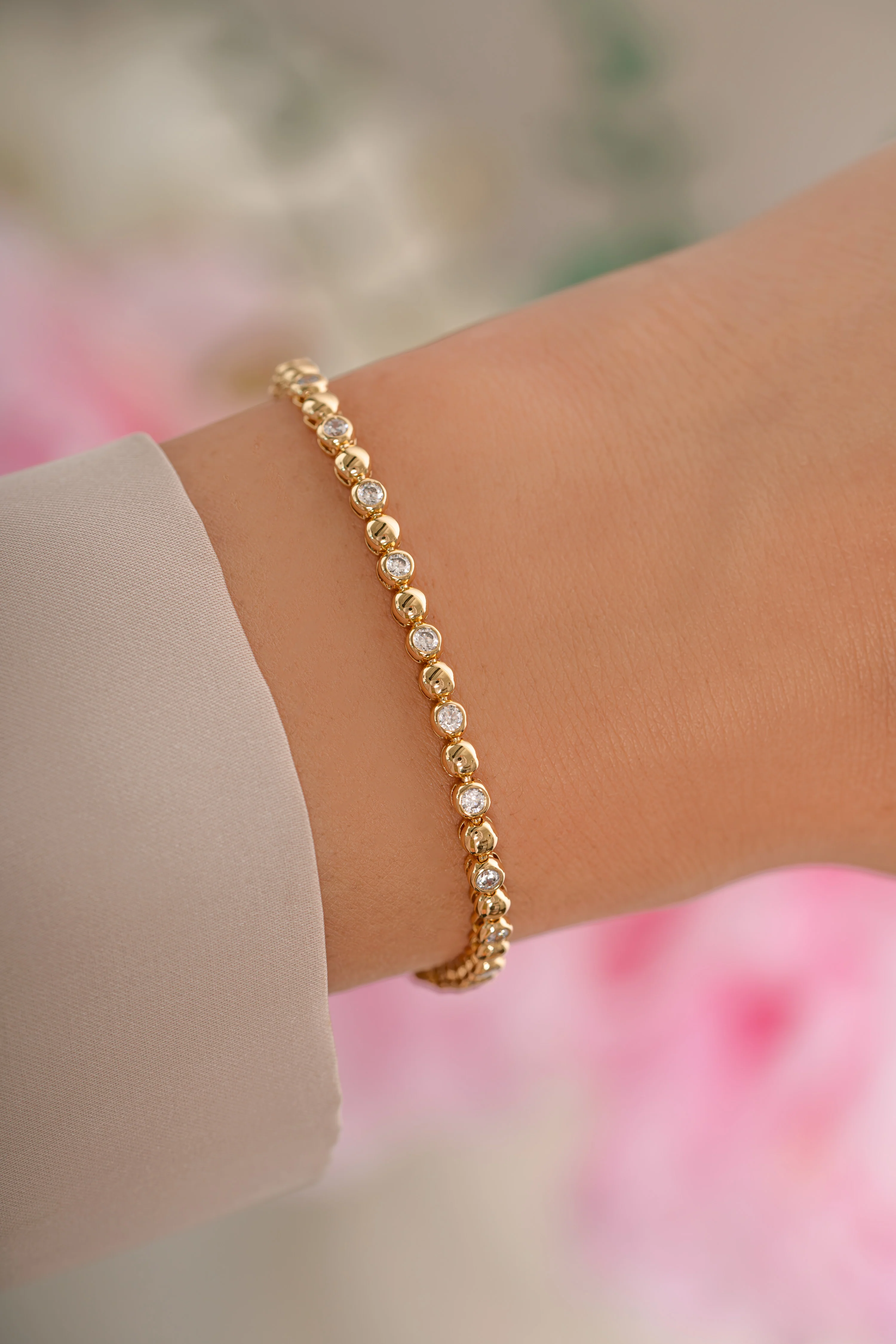 Bead & Bezel Tennis Bracelet - Image 2