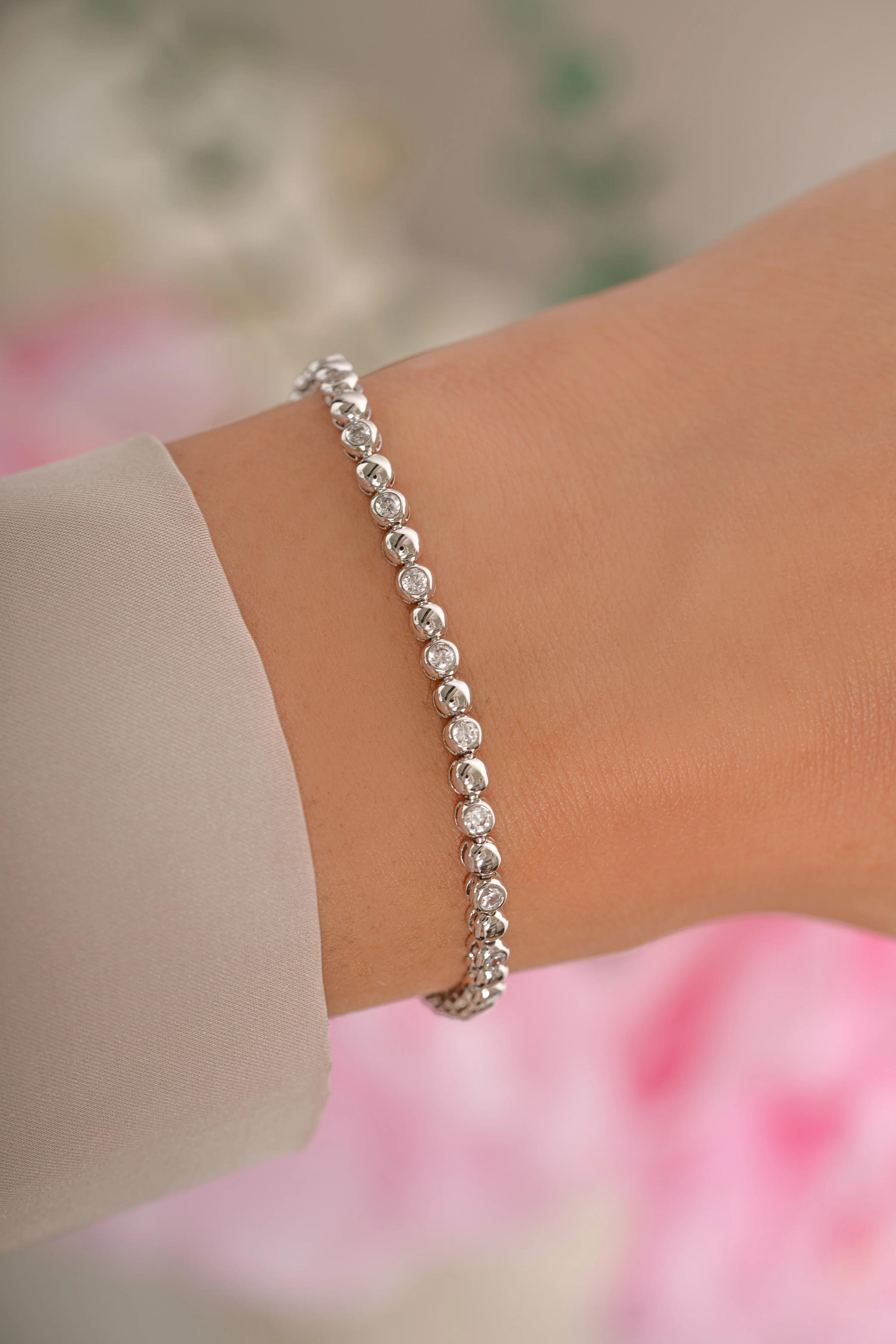 Bead & Bezel Tennis Bracelet - Image 4