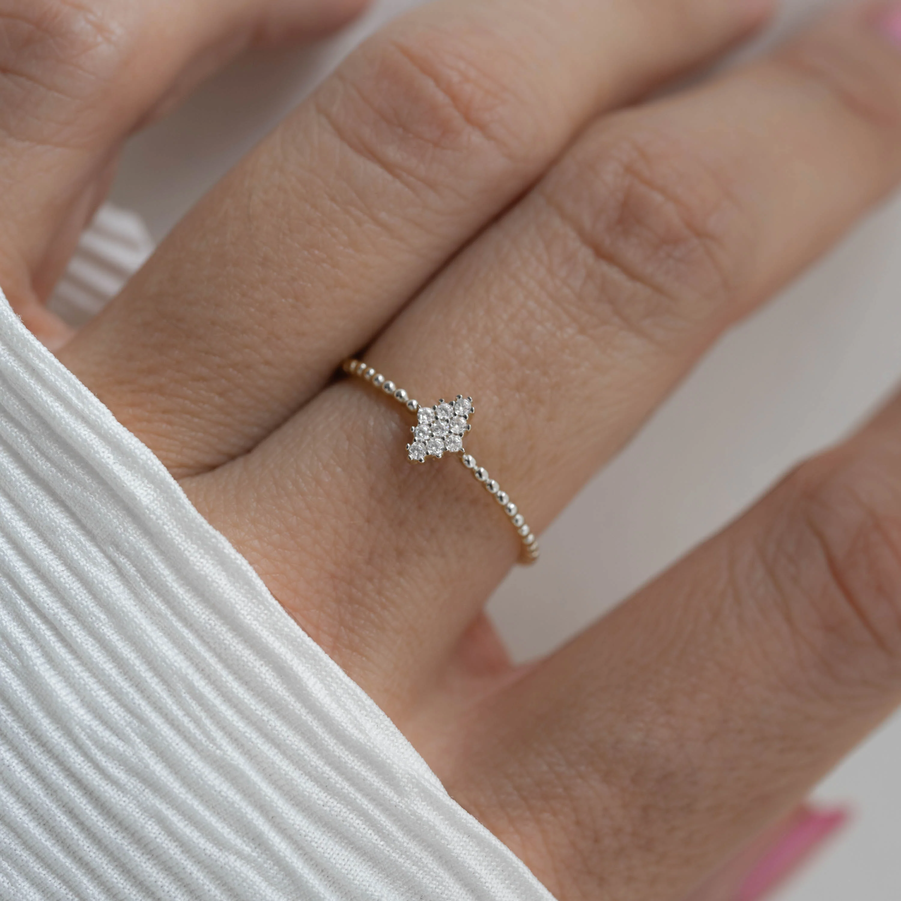 Beaded CZ Kite Ring - Image 2