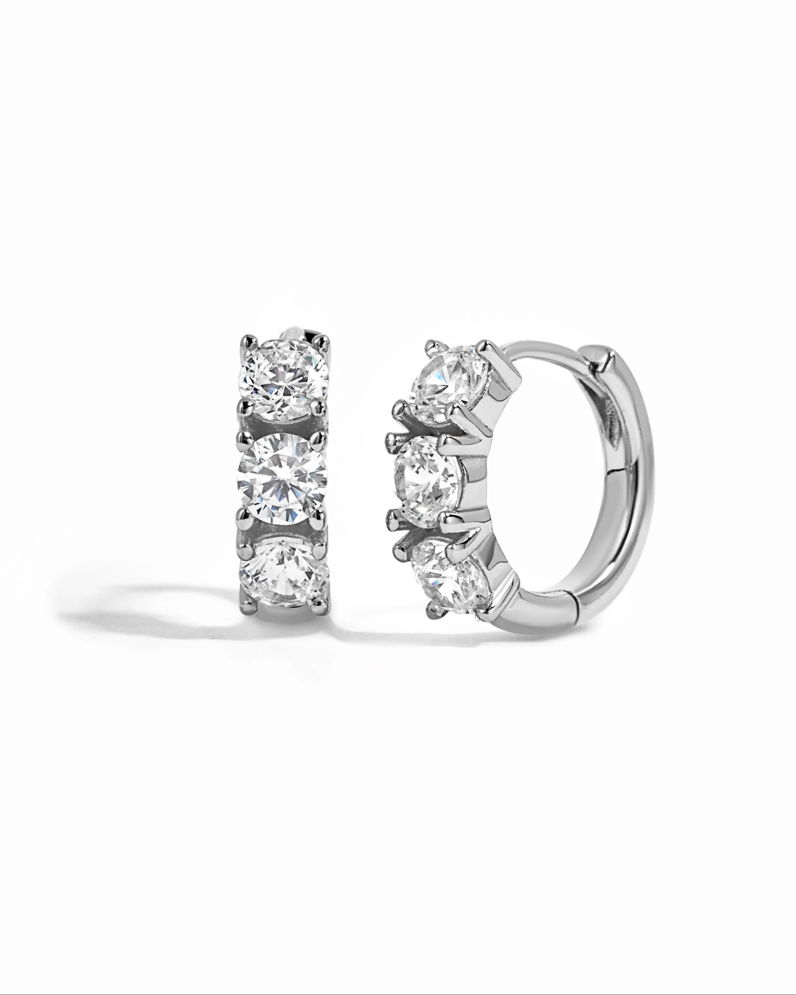 Bella 3 Stone Huggie Hoops - Image 11