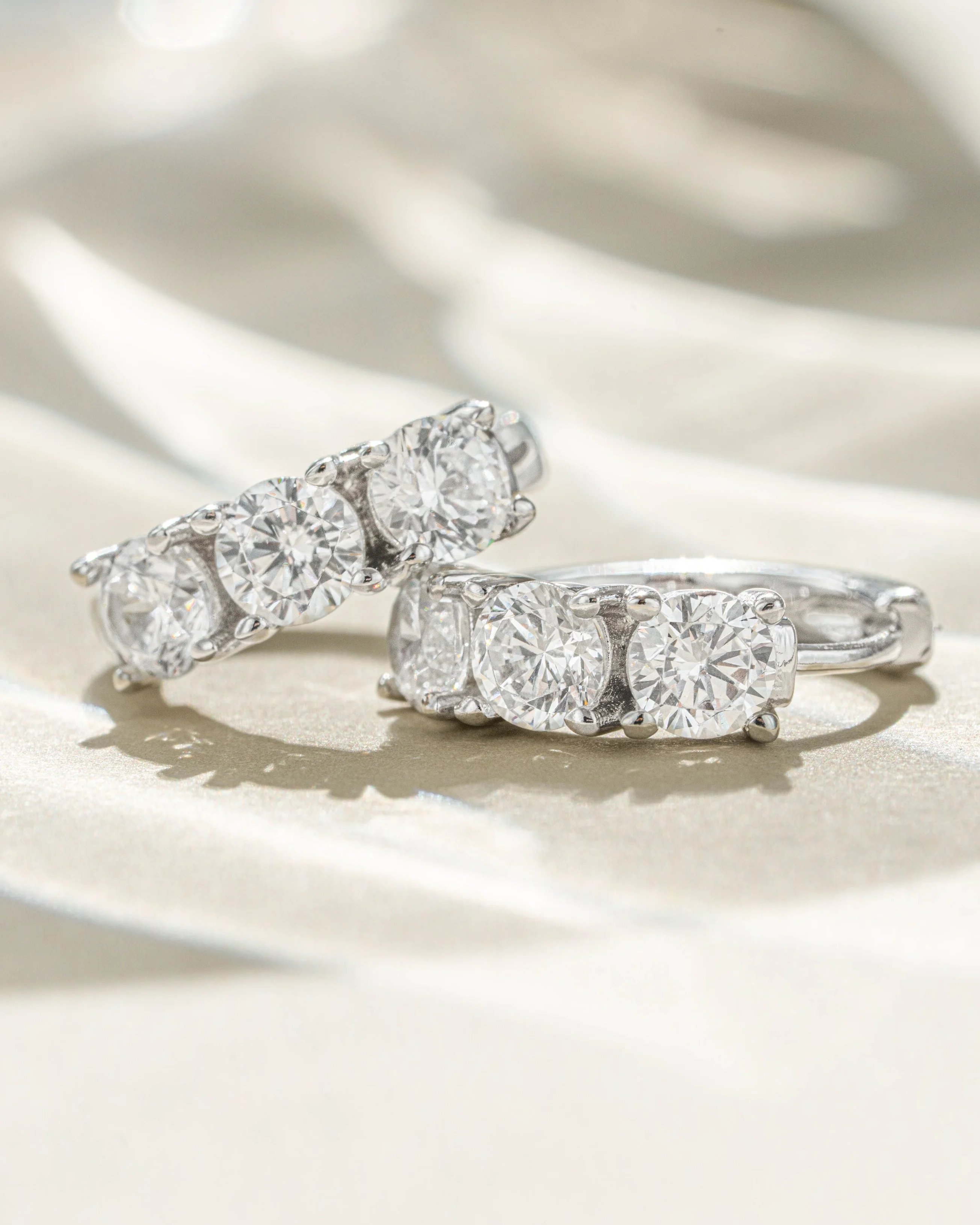 Bella 3 Stone Huggie Hoops - Image 3