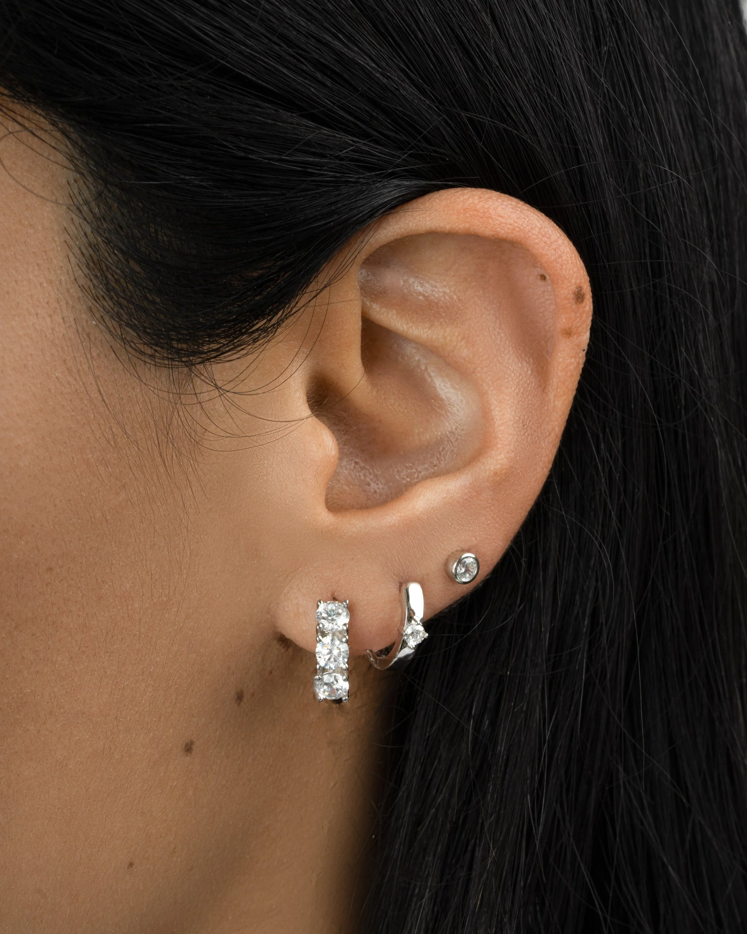 Bella 3 Stone Huggie Hoops - Image 6