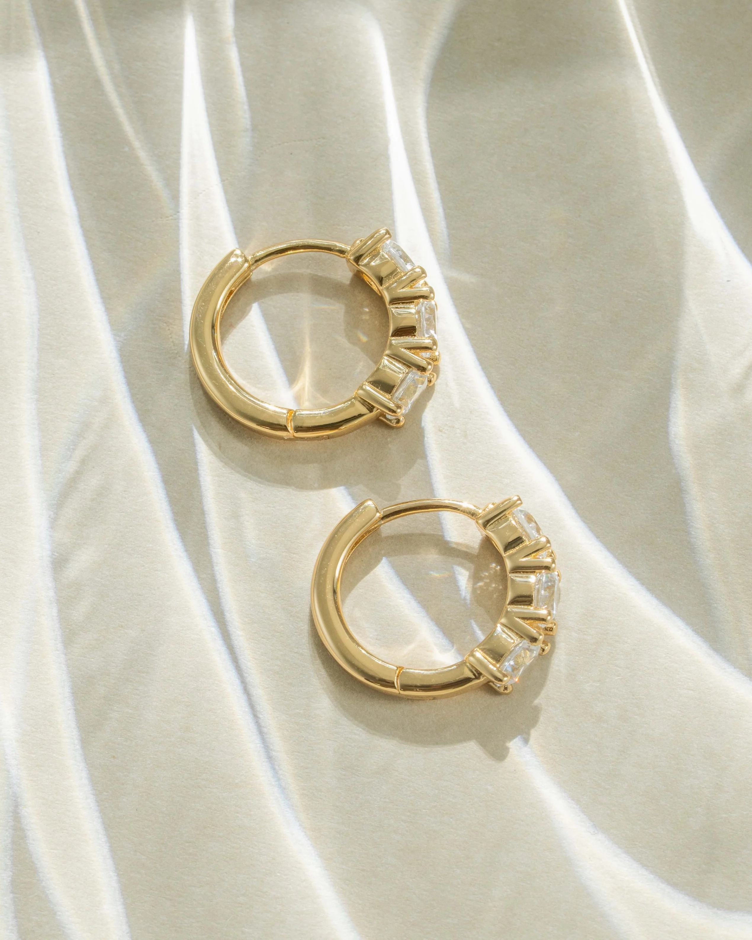 Bella 3 Stone Huggie Hoops - Image 8