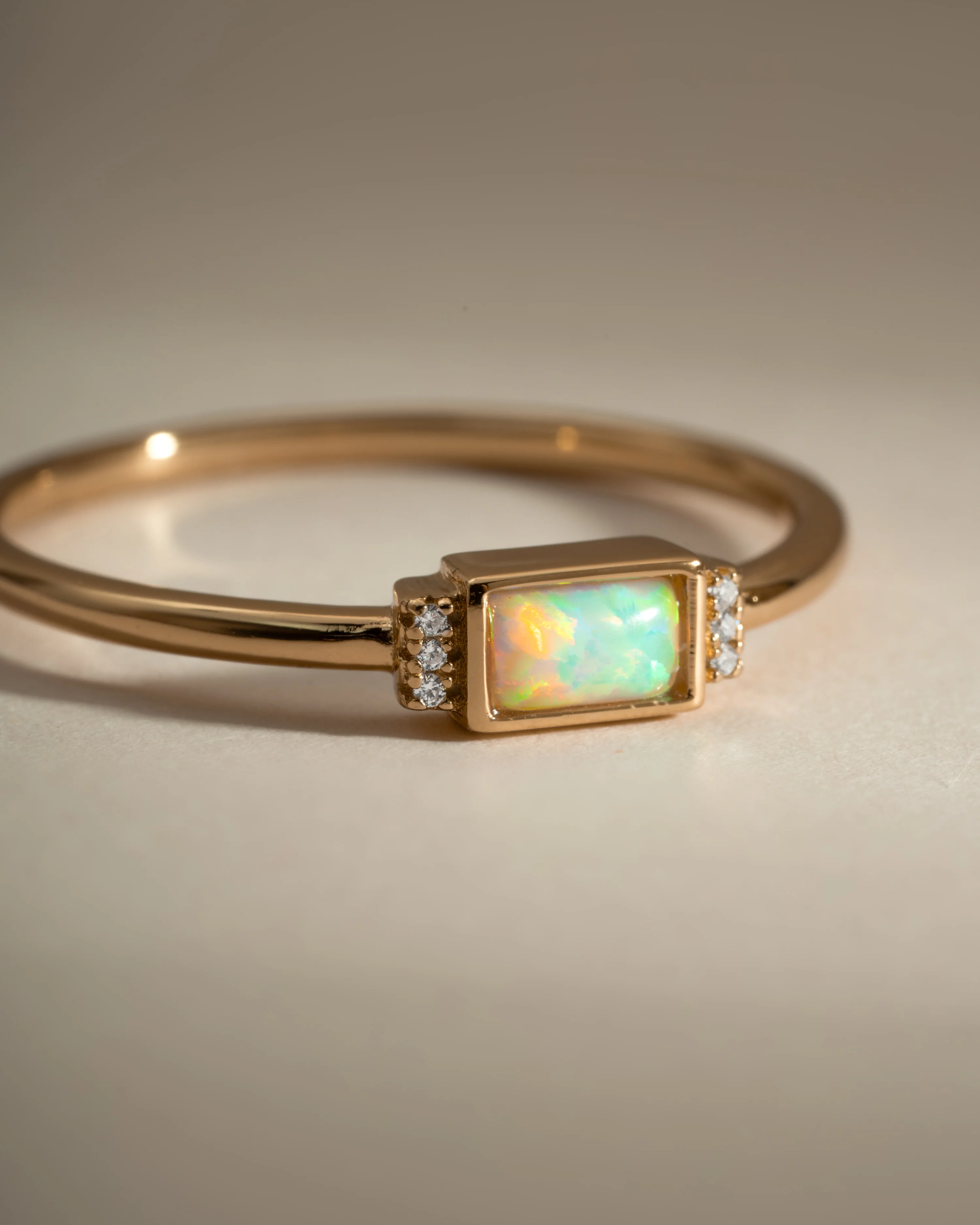 Bezel Baguette Opal Ring - Image 3