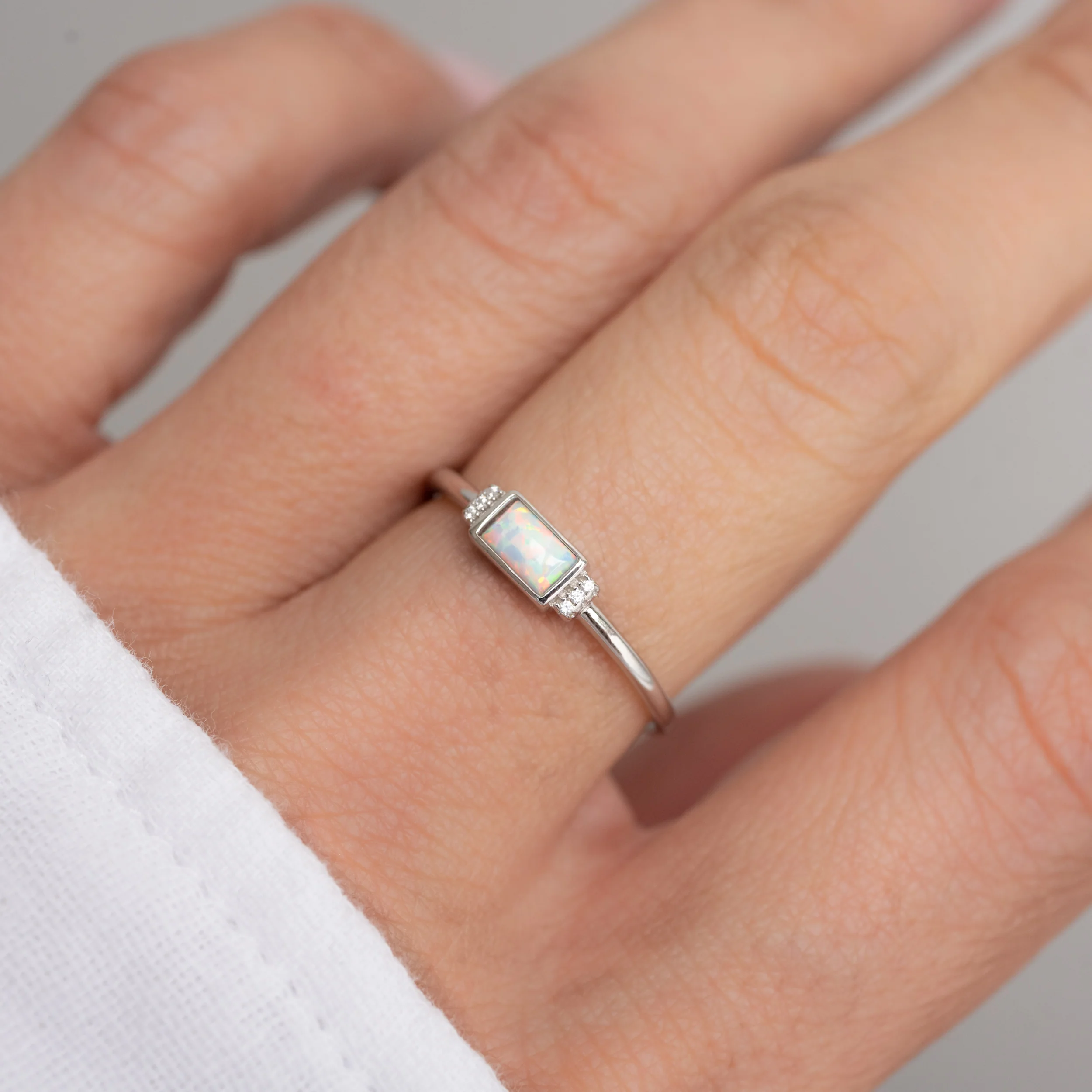 Bezel Baguette Opal Ring - Image 4