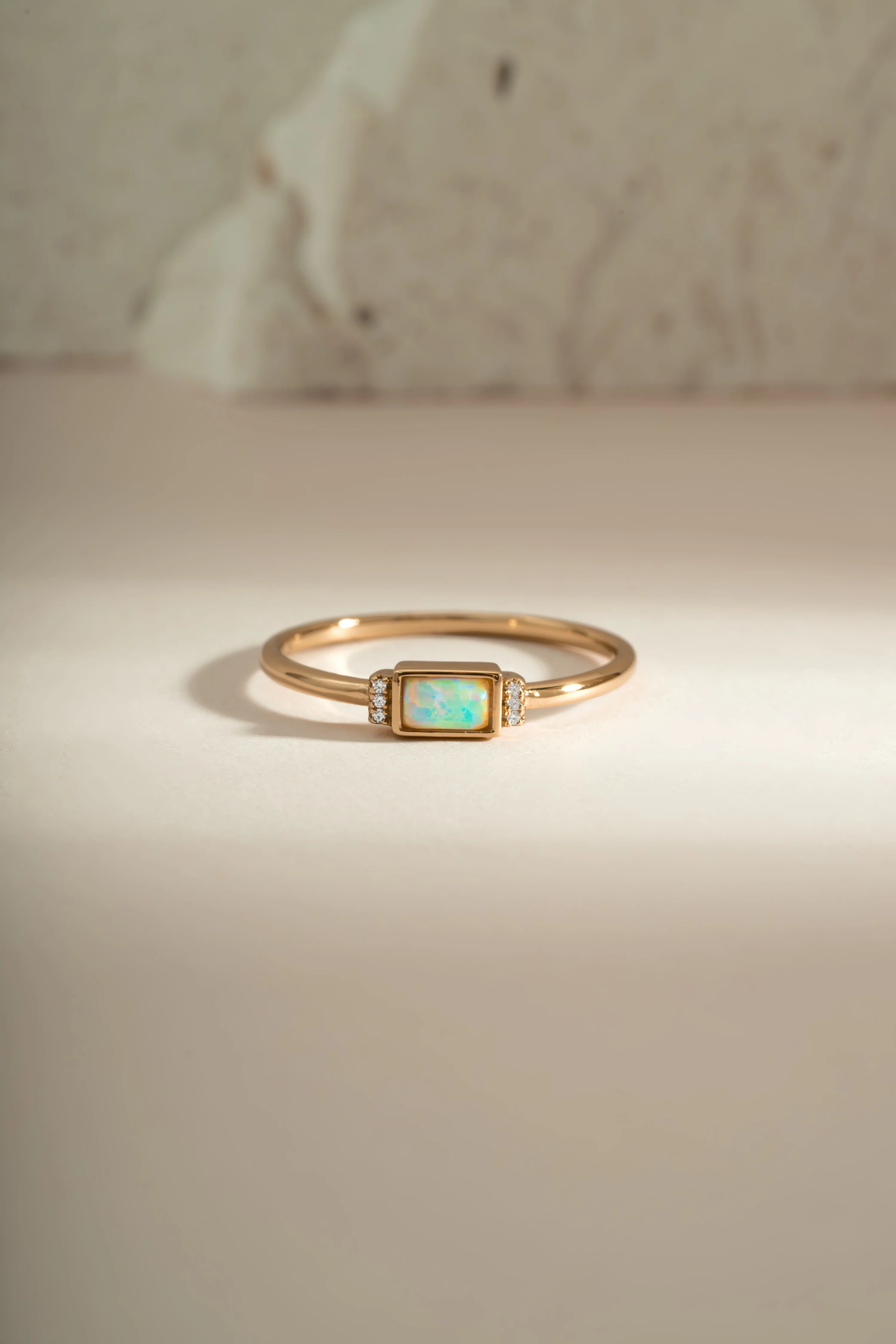Bezel Baguette Opal Ring - Image 5
