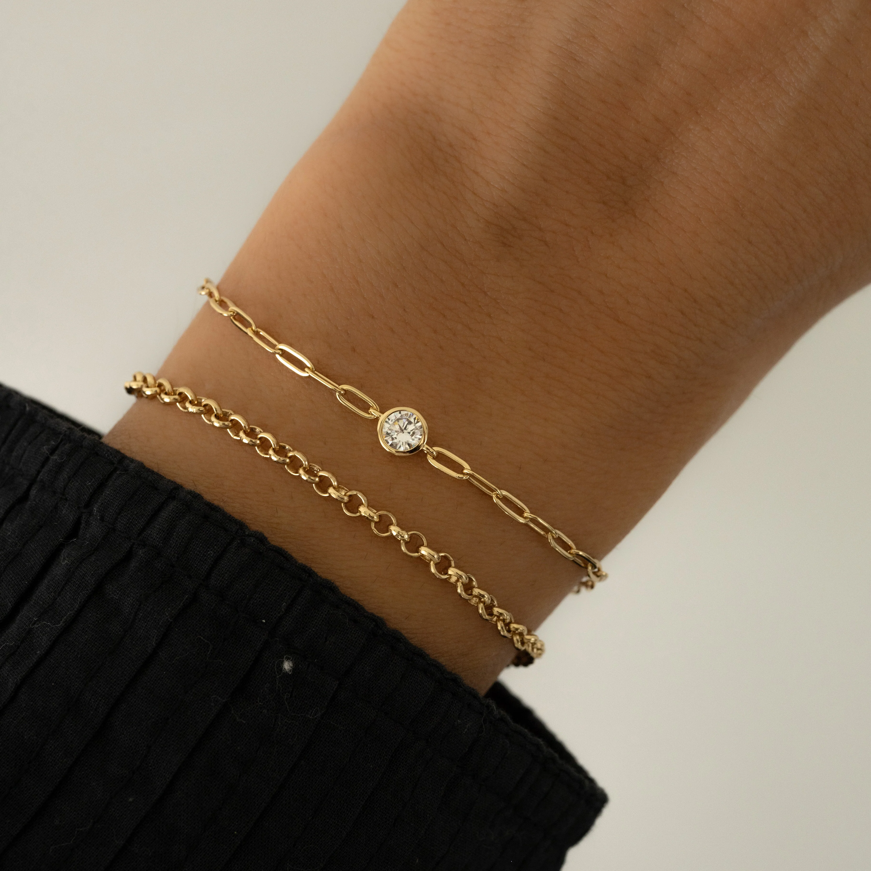 Bezel Charm Paperclip Bracelet - Image 2