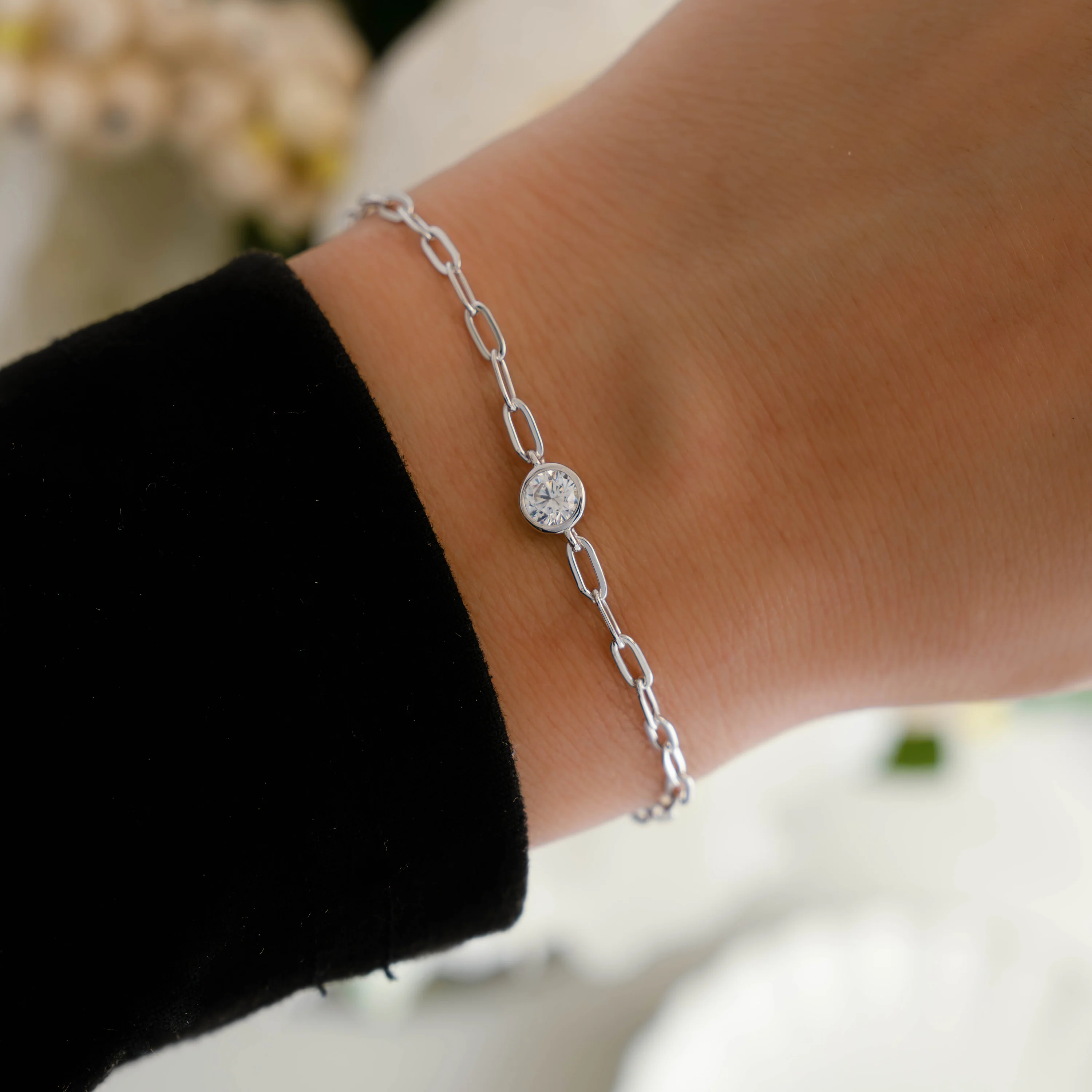 Bezel Charm Paperclip Bracelet - Image 4