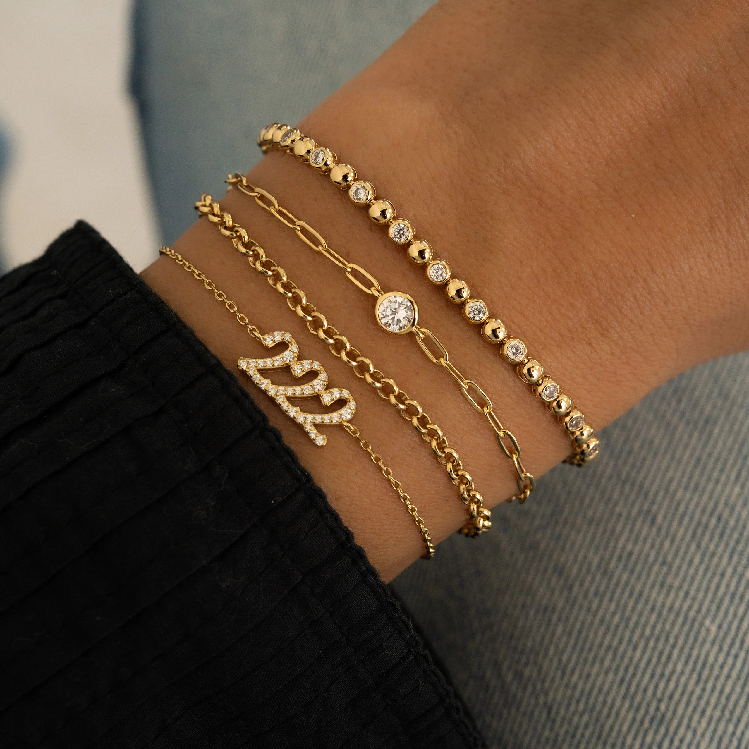 Bezel Charm Paperclip Bracelet - Image 5