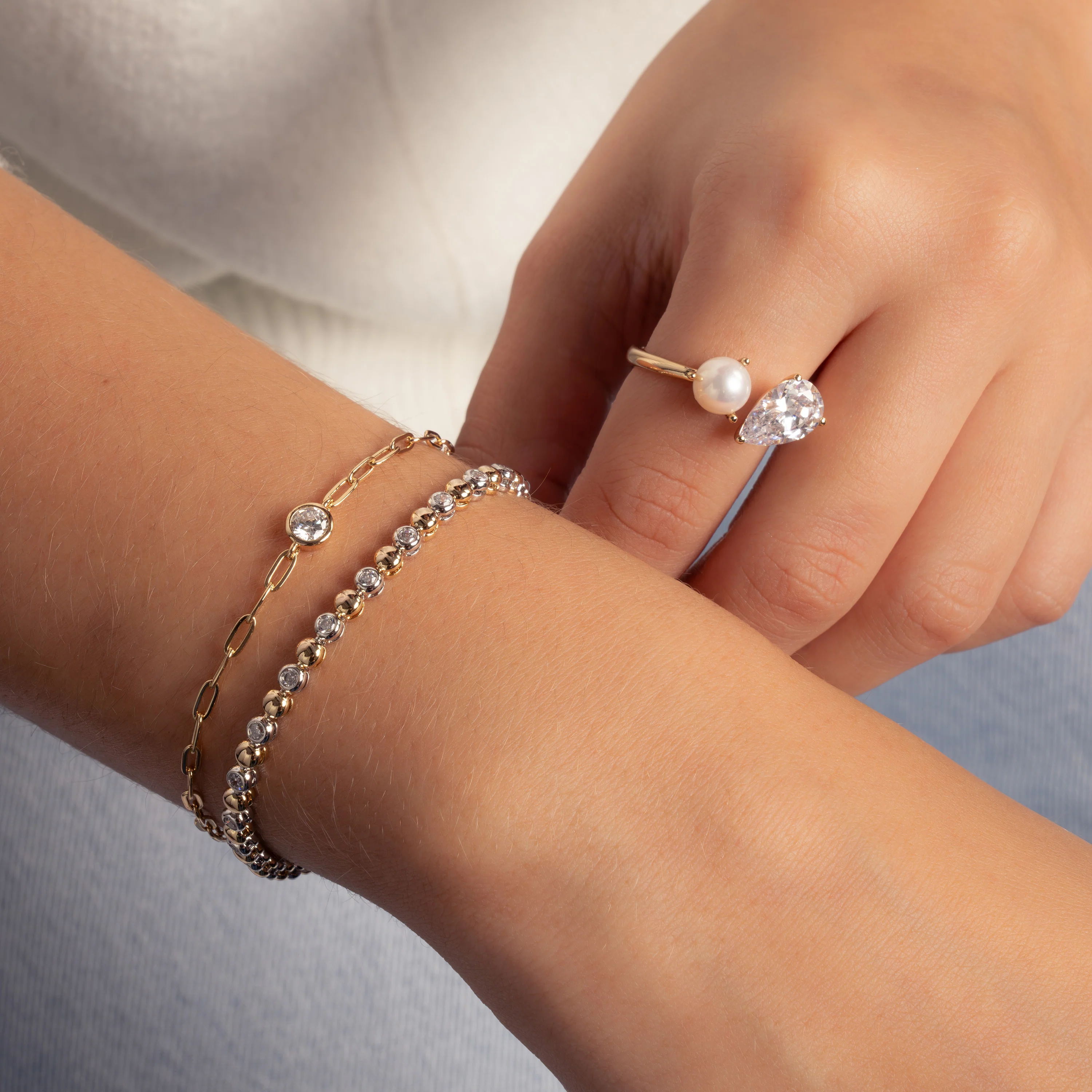 Bezel Charm Paperclip Bracelet - Image 7