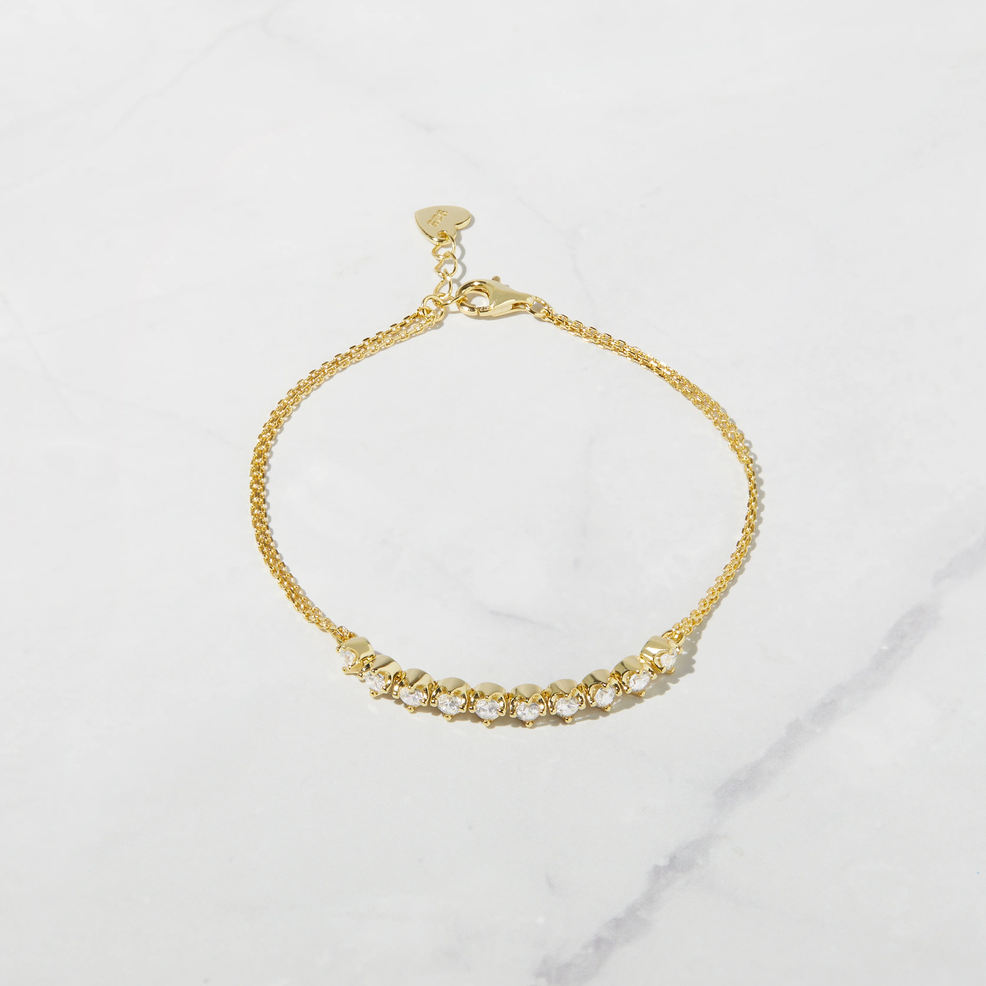 Bezel Double Chain Bracelet