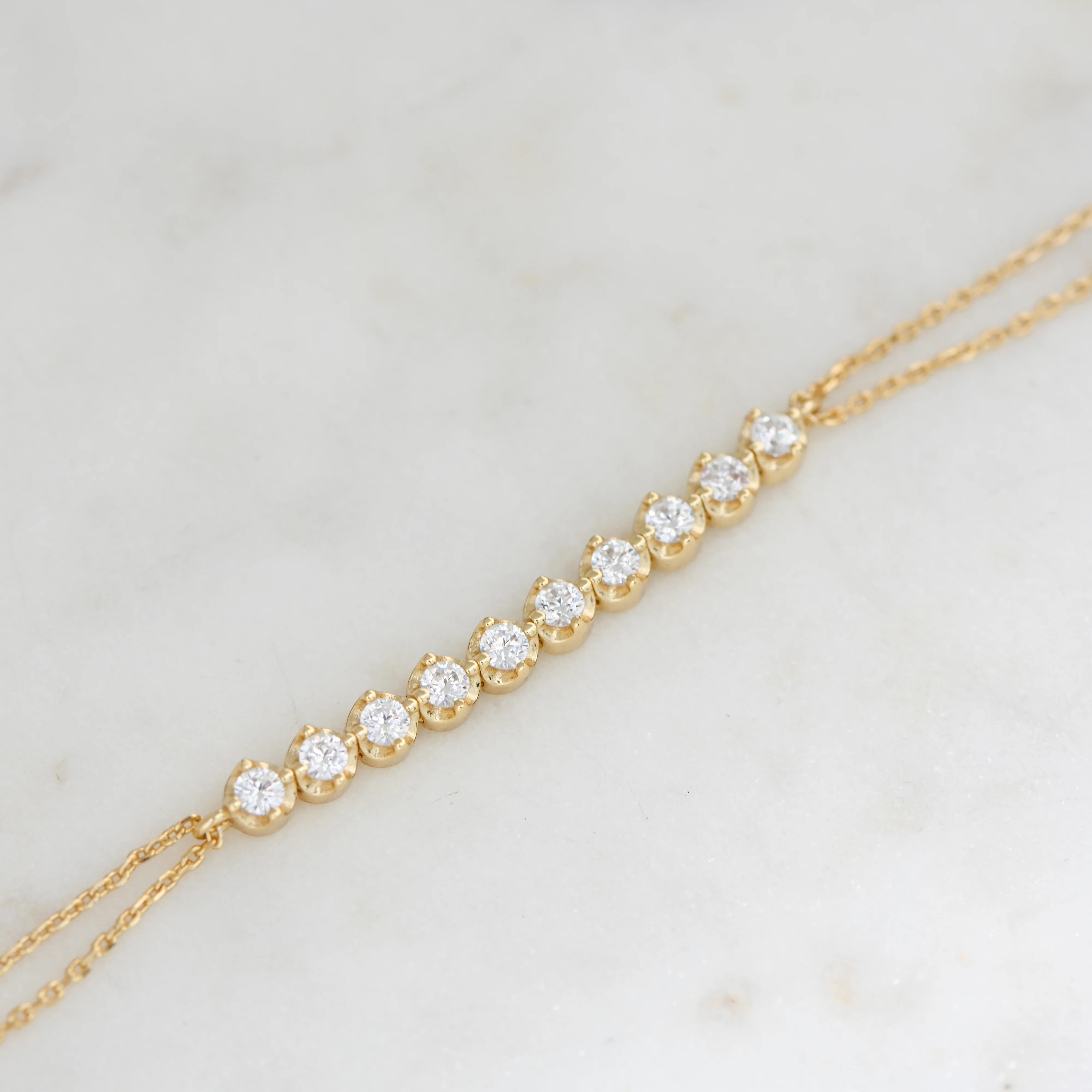 Bezel Double Chain Bracelet - Image 3