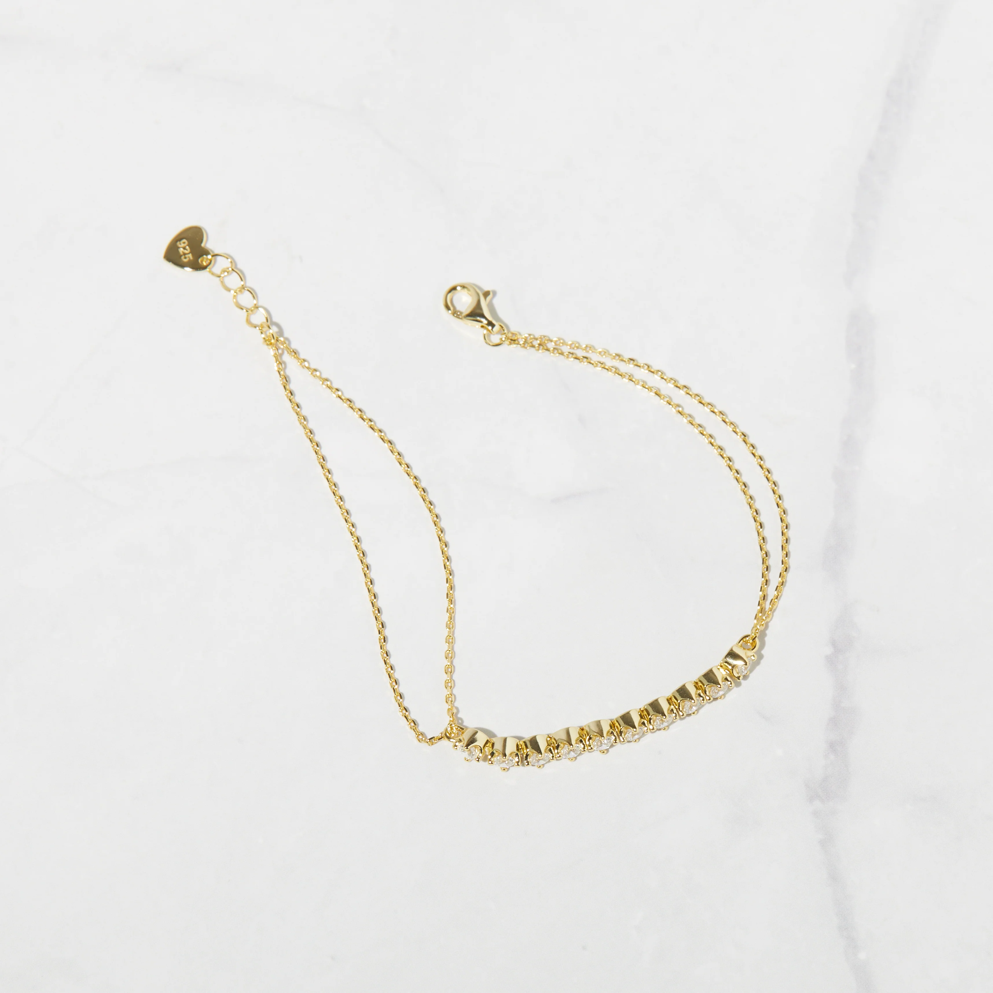 Bezel Double Chain Bracelet - Image 4