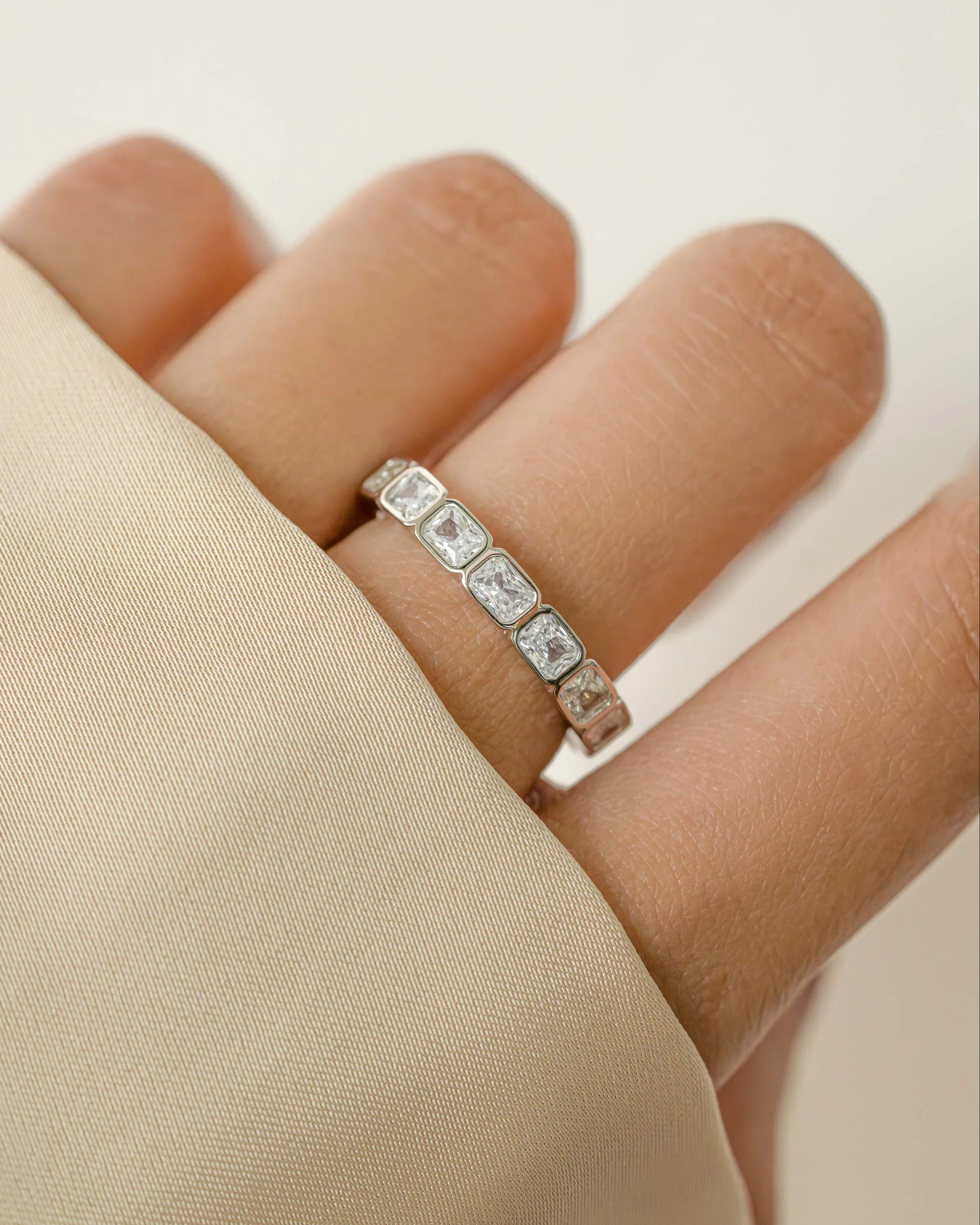 Bezel Emerald Cut Eternity Band - Image 4