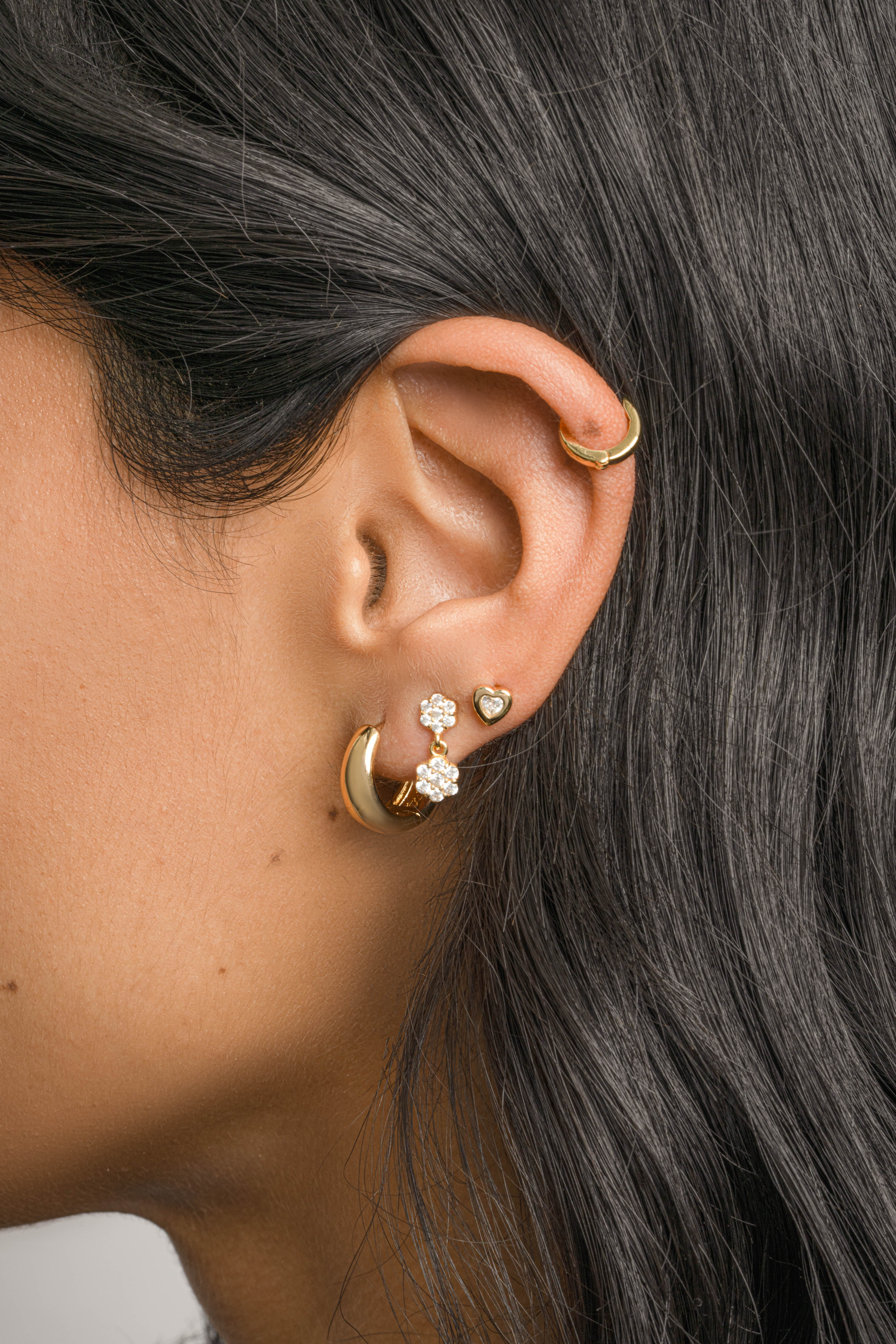 Bezel Heart Studs - Image 2