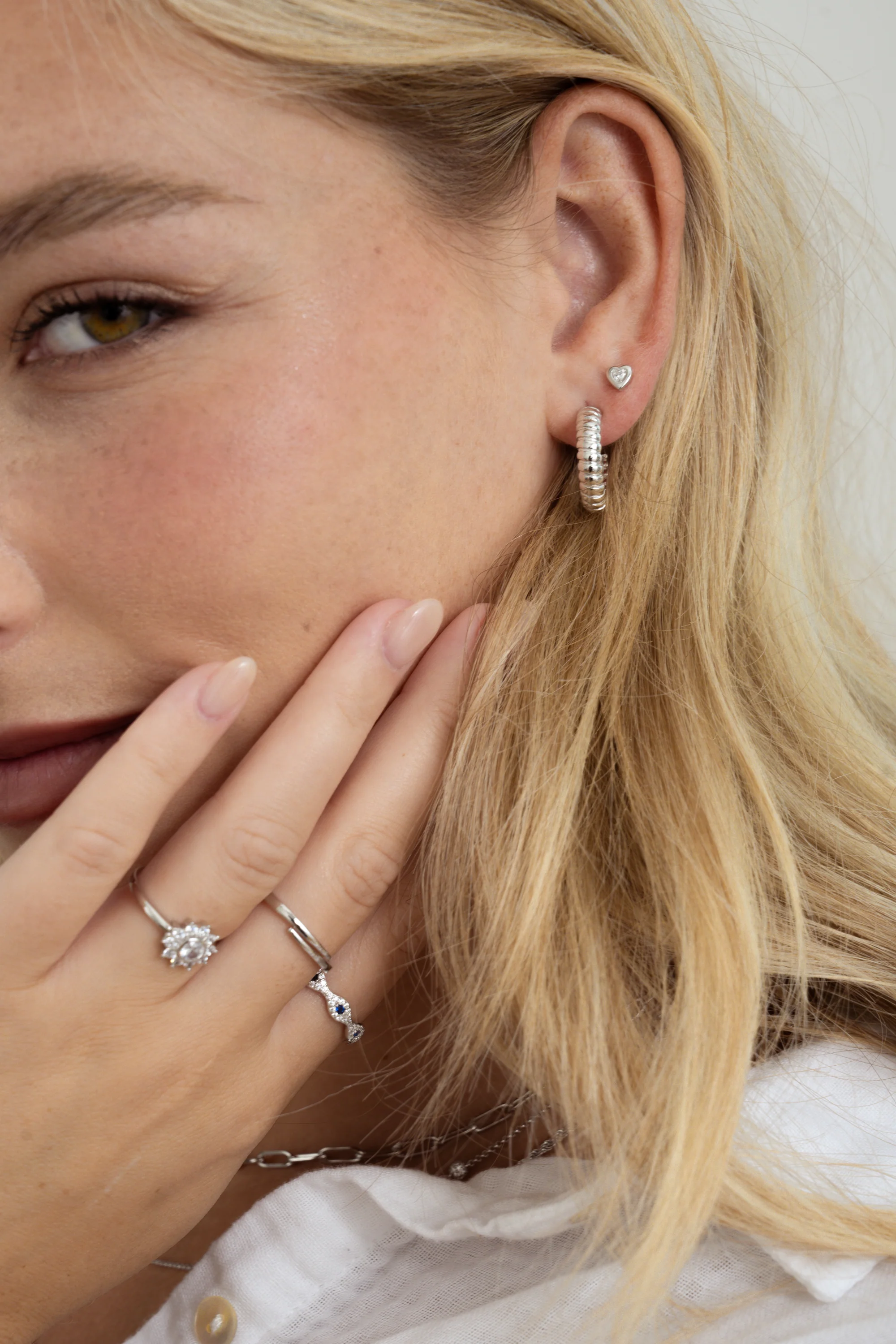 Bezel Heart Studs - Image 4