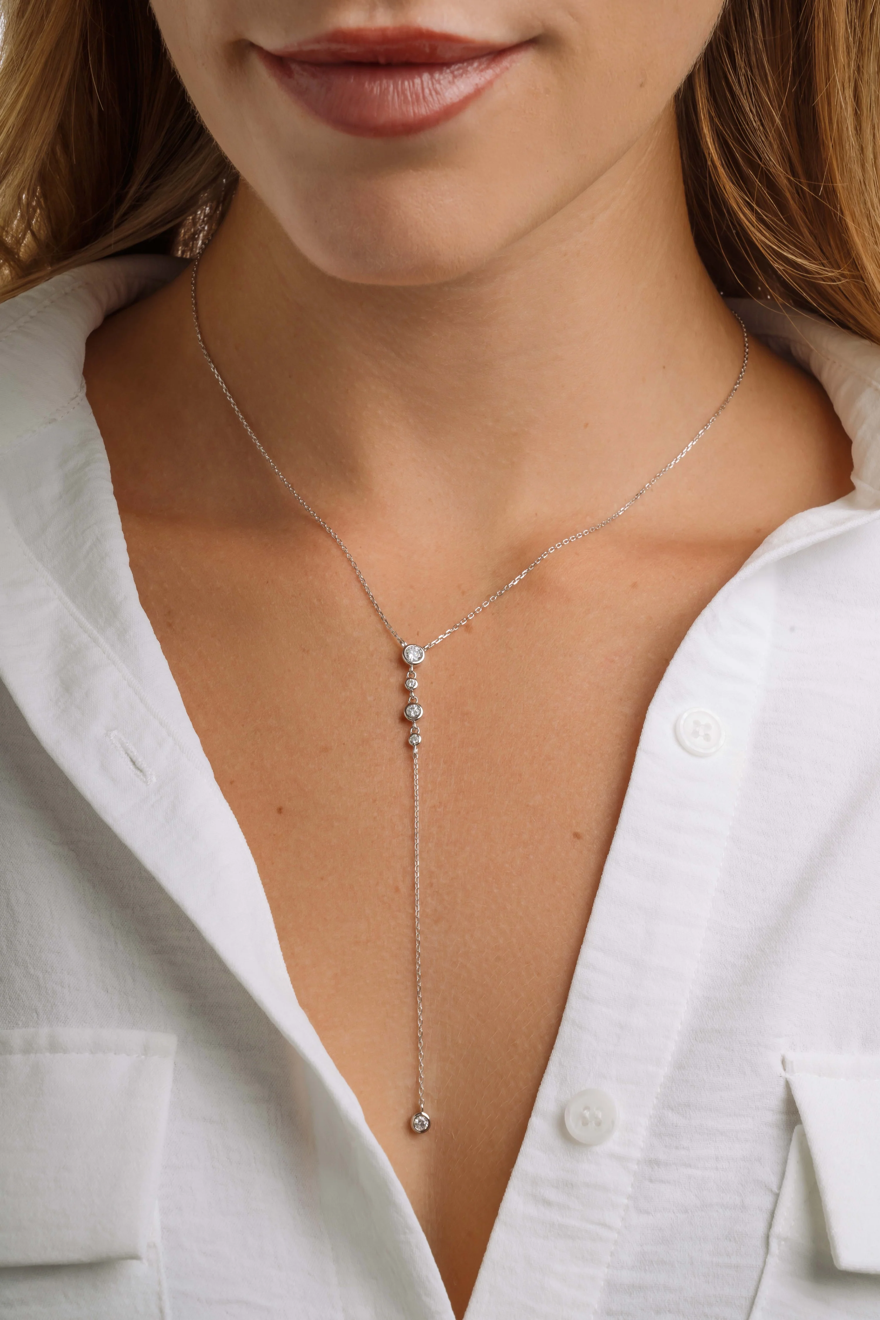 Bezel Lariat Necklace - Image 4