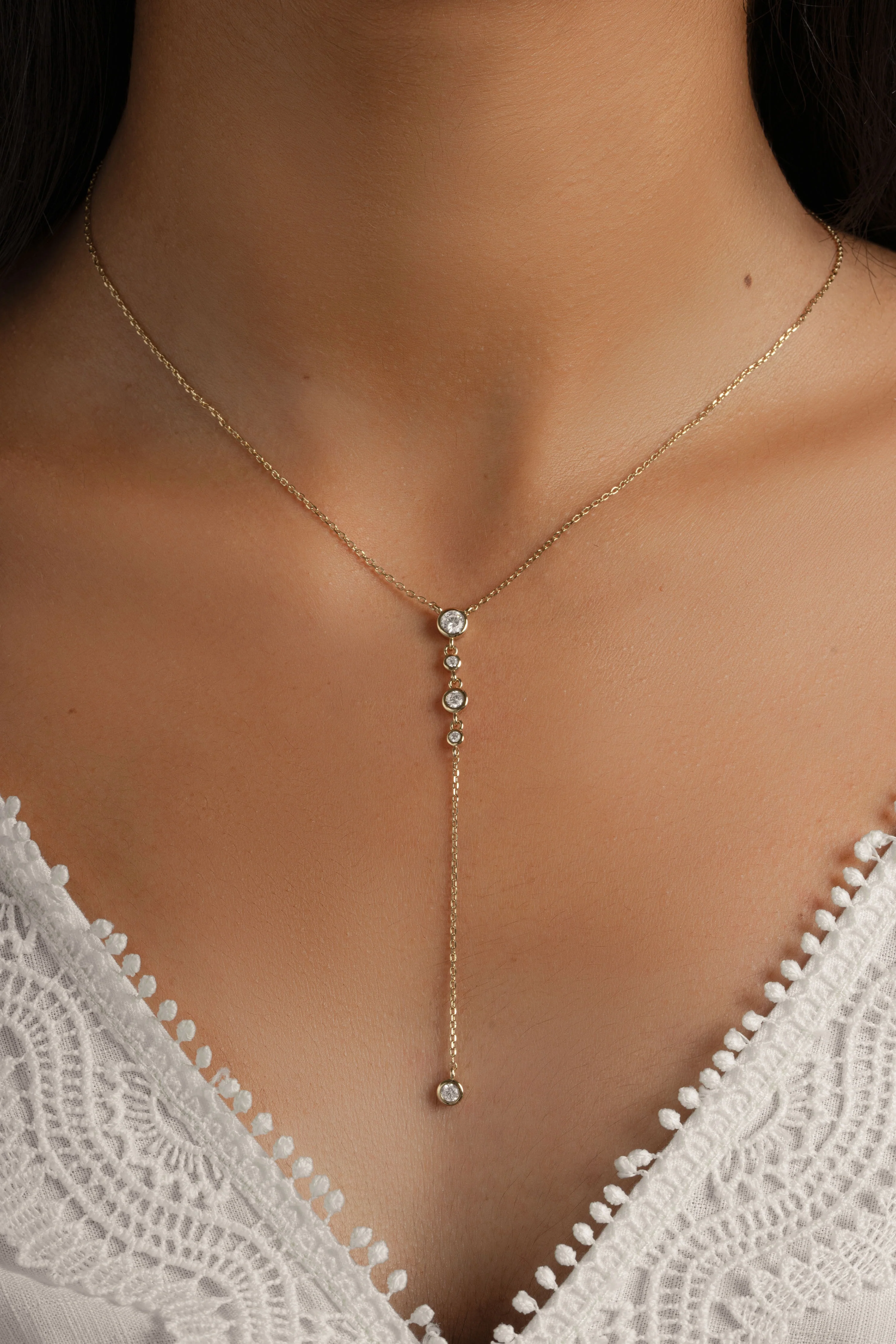 Bezel Lariat Necklace - Image 7